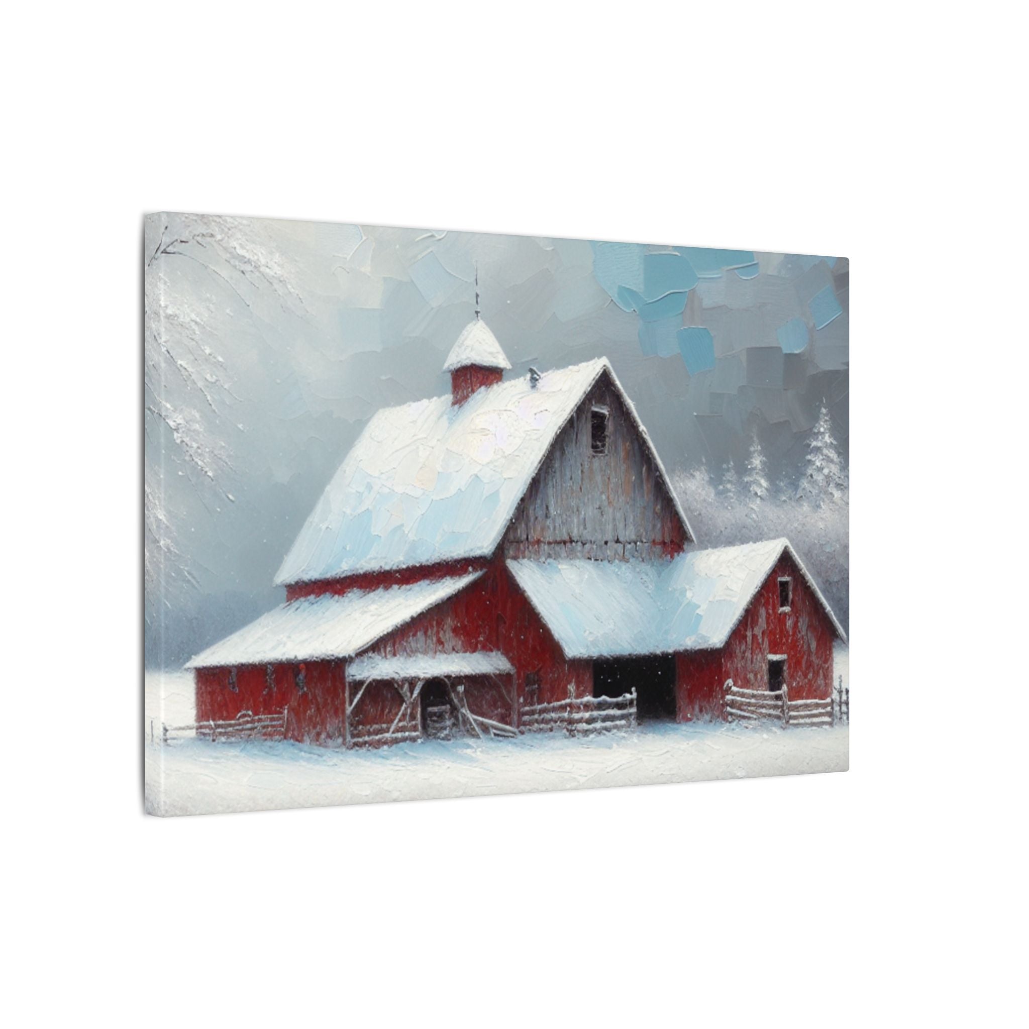 Snowy Christmas Barn Canvas