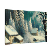 Frost-Kissed A Vintage Snowscape Impression Winter Painting Canvas