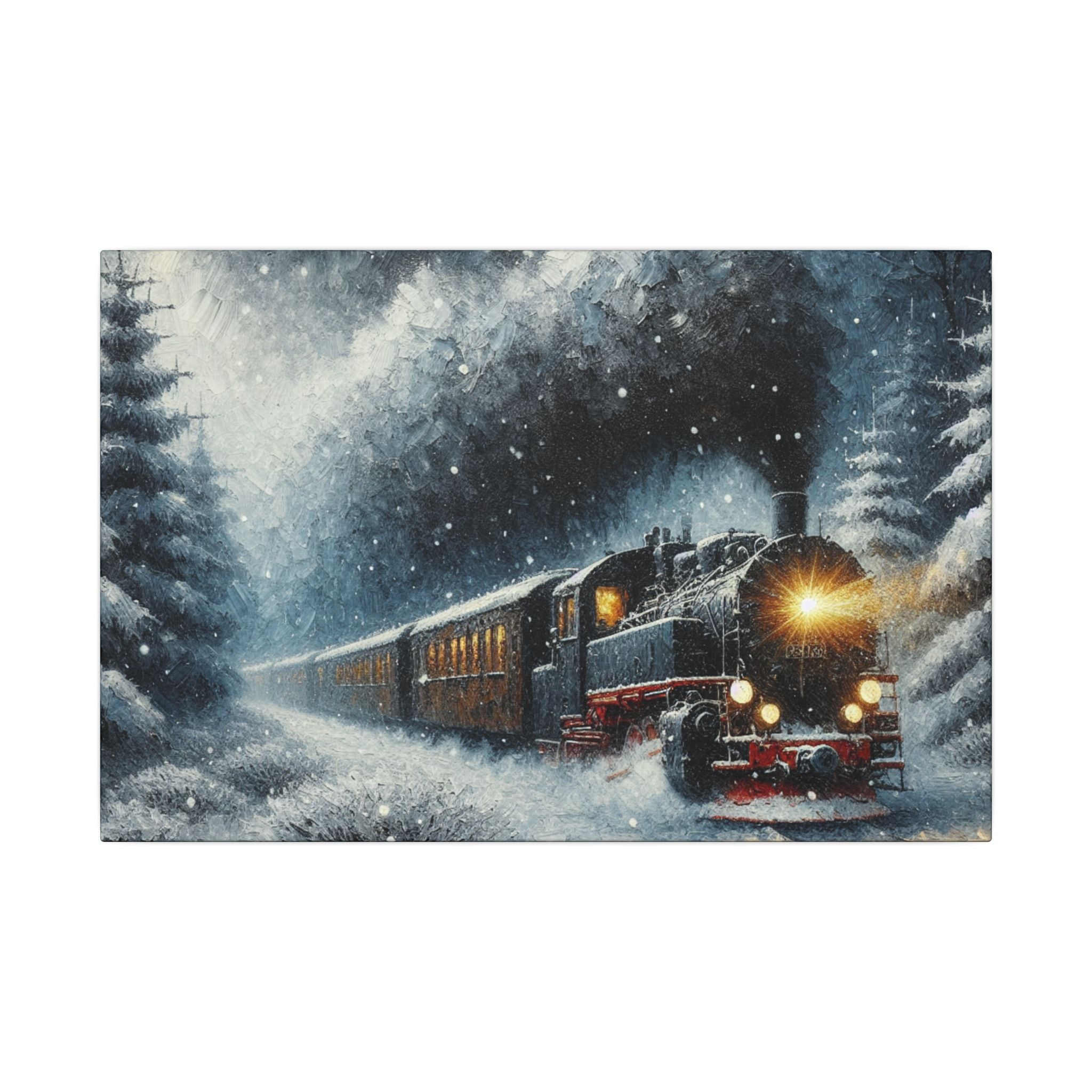Midnight Christmas Train Canvas