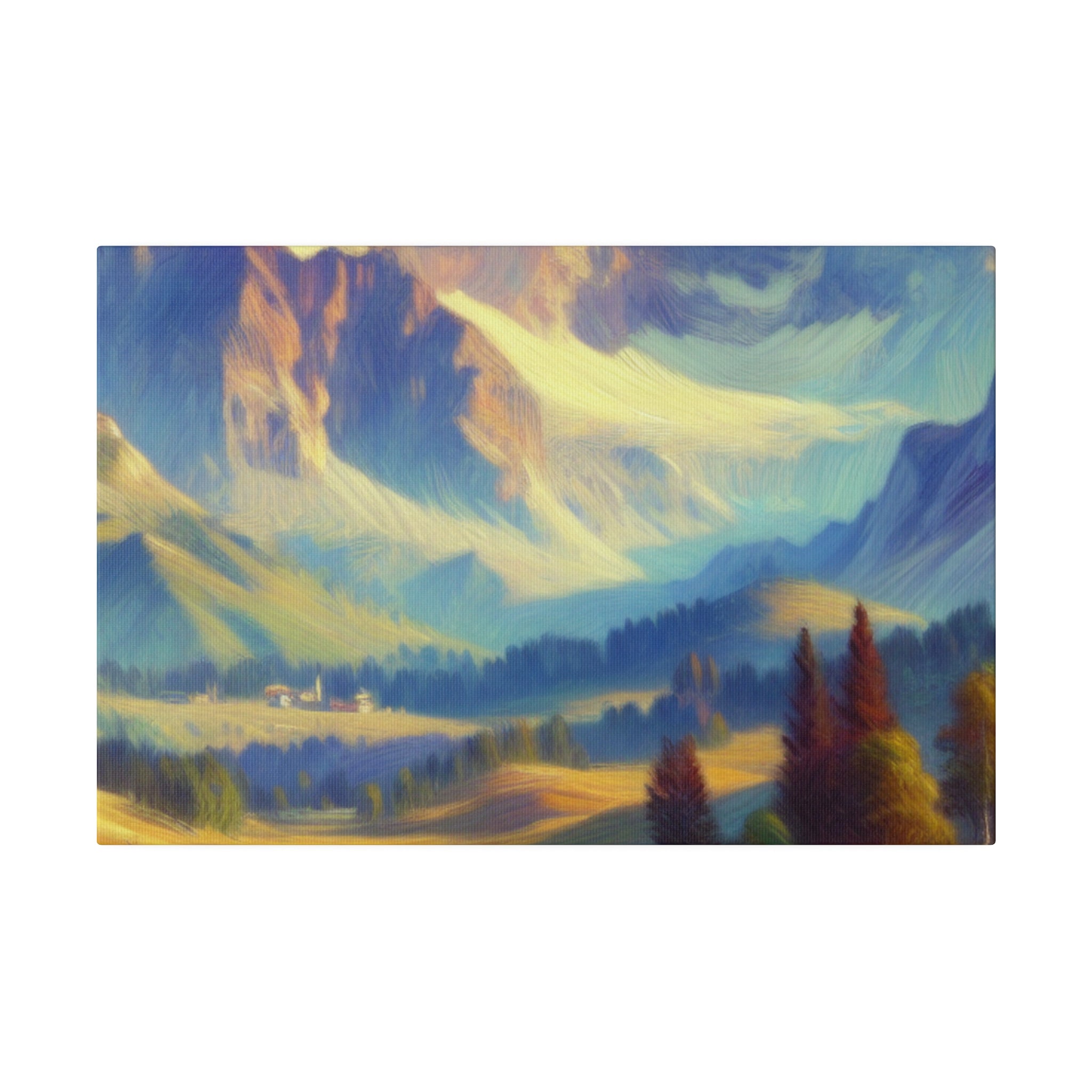 Impressionist Echoes of Majestic Peaks Mountain Landscape Painting Canvas