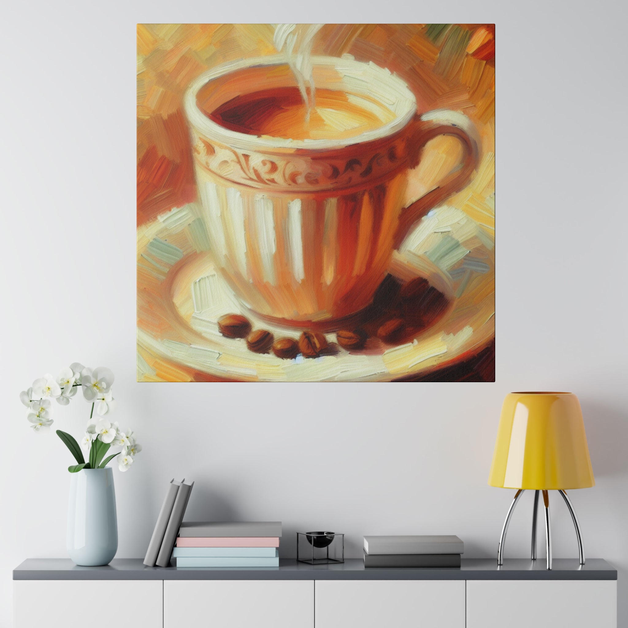 Impressionist Morning Brew Coffee Art Painting Coffee Painting Canvas