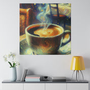 Whimsical Brew Visions Steaming Coffee Impressionist Artwork Coffee Painting Canvas