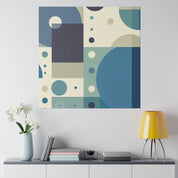 Neutral Green Blue Geometric Mid Century Wall Art Canvas