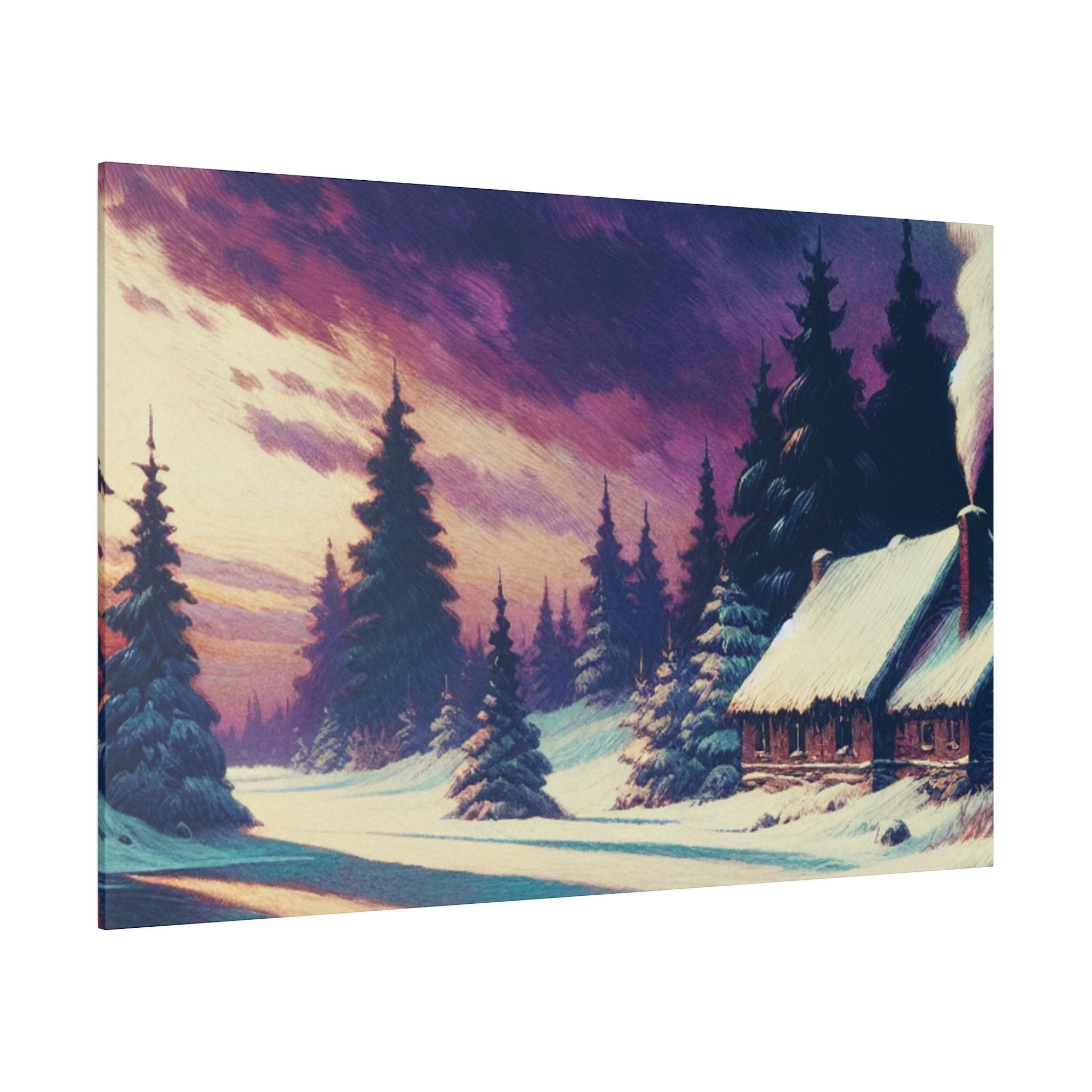 Indigo Sky An Expressionist Vintage Snowscape Winter Painting Canvas