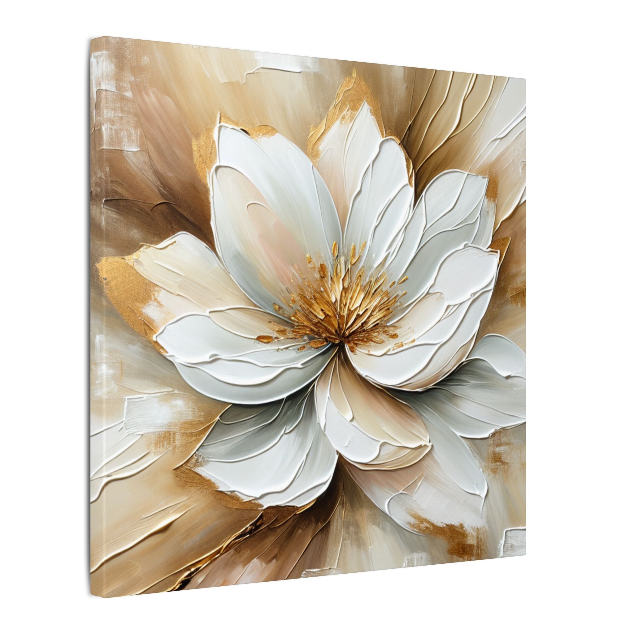Golden Bloom Abstract Canvas