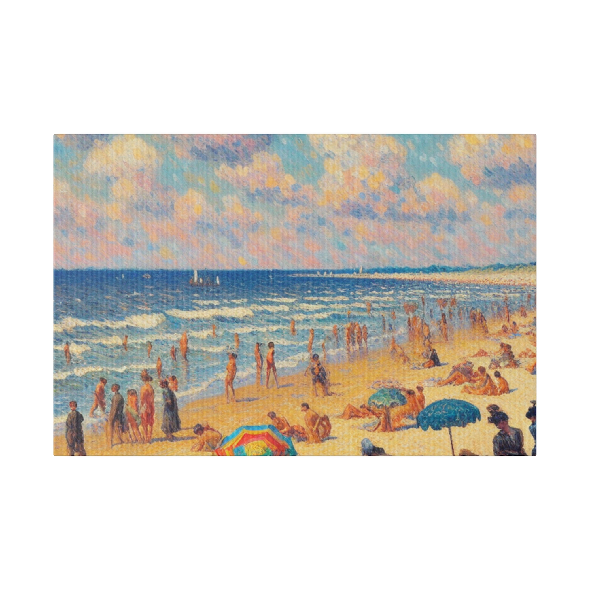 Sunday Beach Day Coastal Decor Beach Painting Canvas