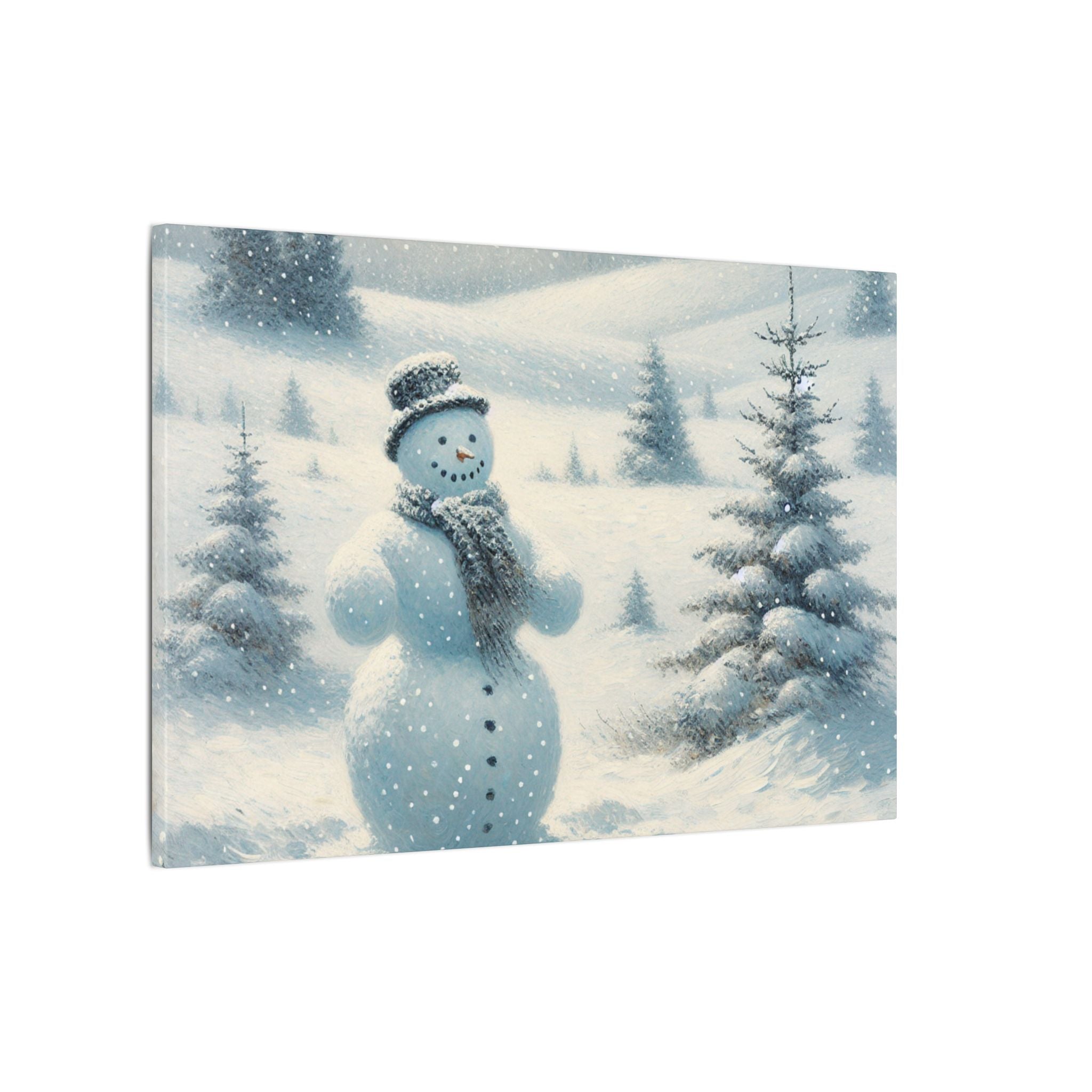 Snowman and Pine Tree Canvas