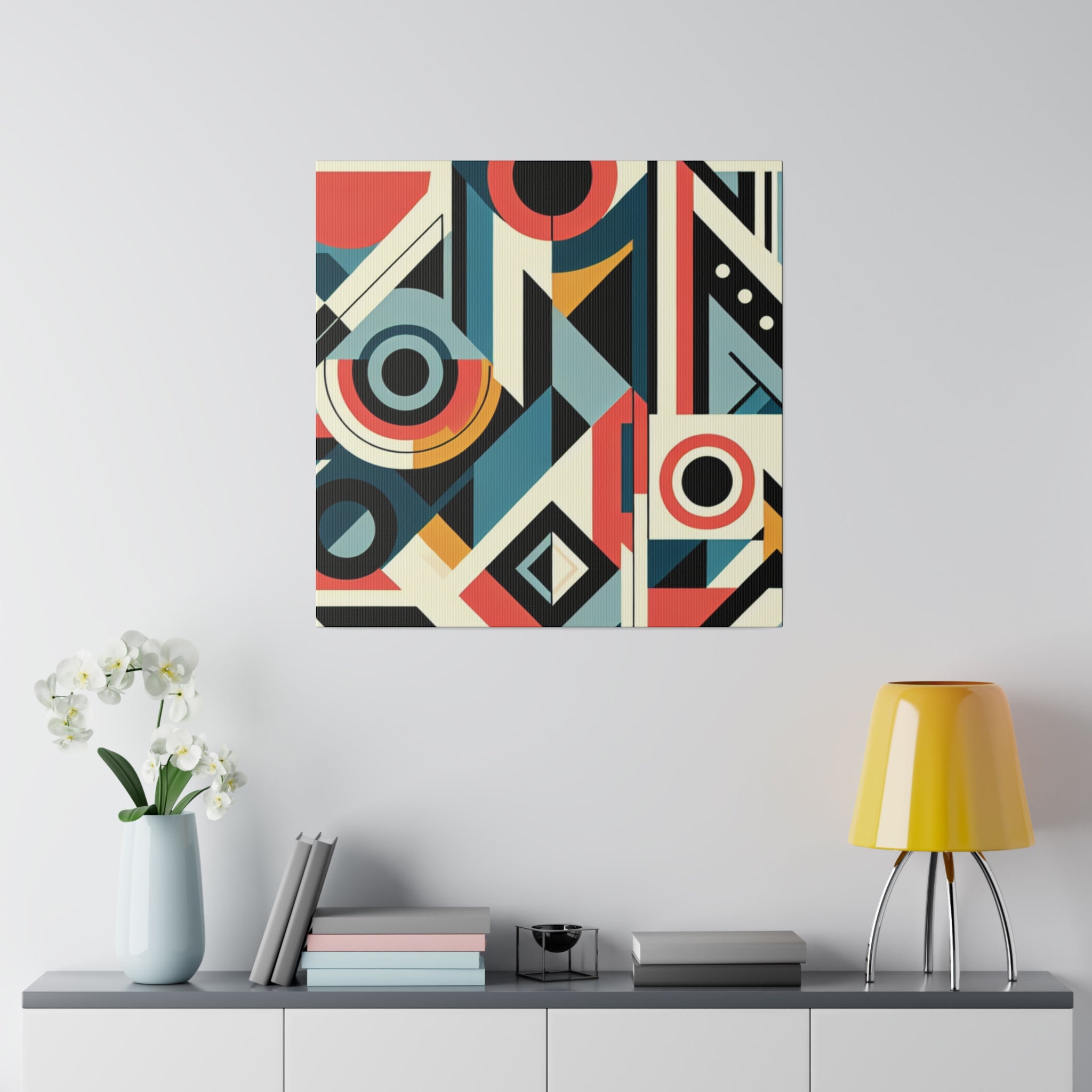 Vibrant Geometry in Cosmic Dance Geometric Painting Canvas