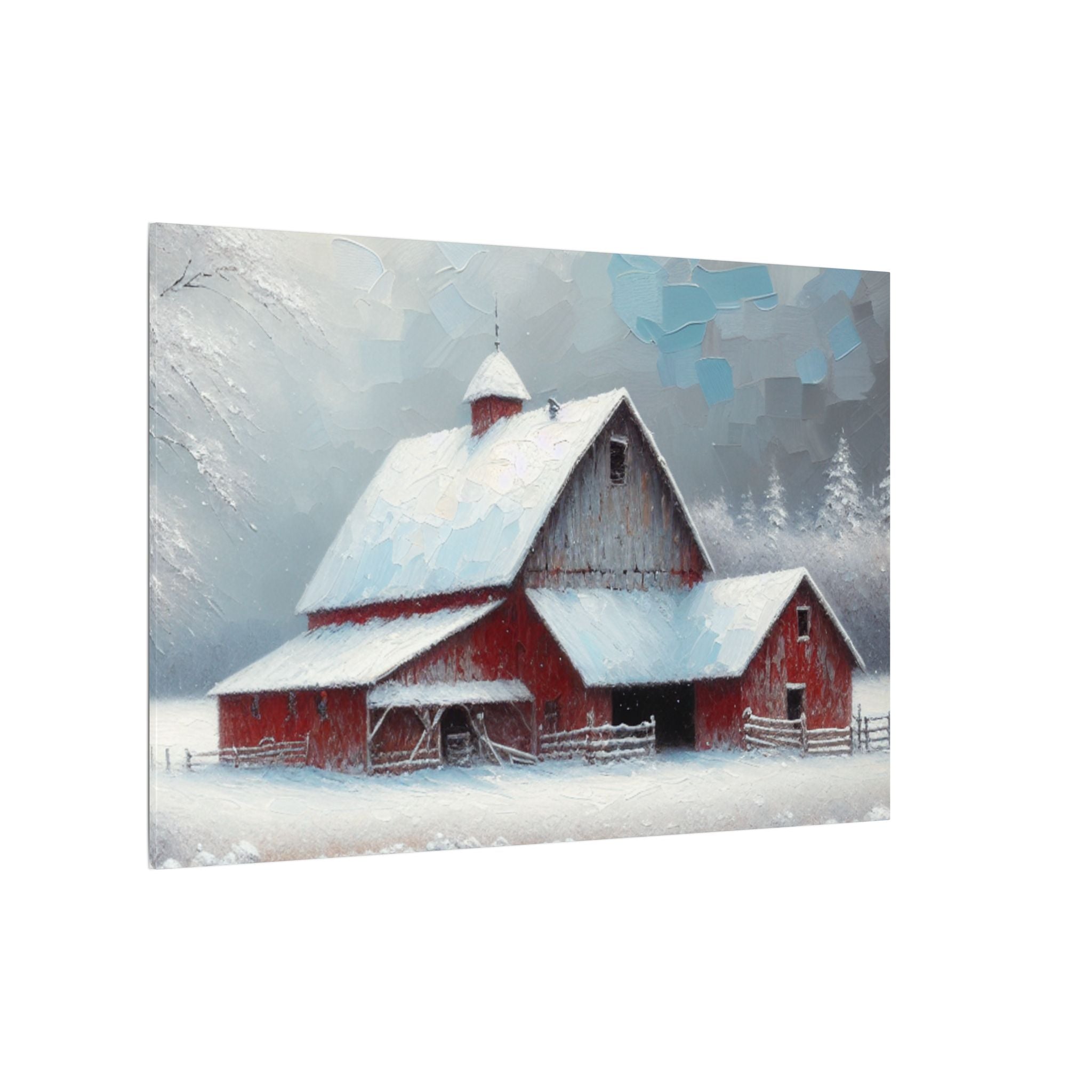 Snowy Christmas Barn Canvas