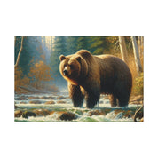 Grizzly in Forest Brook Canvas