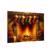 Rustic Christmas Fireplace Canvas