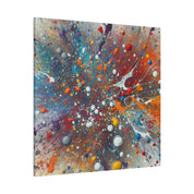 Vibrant Abstract Splatter Blue Red Yellow Black Hues Abstract Painting Canvas