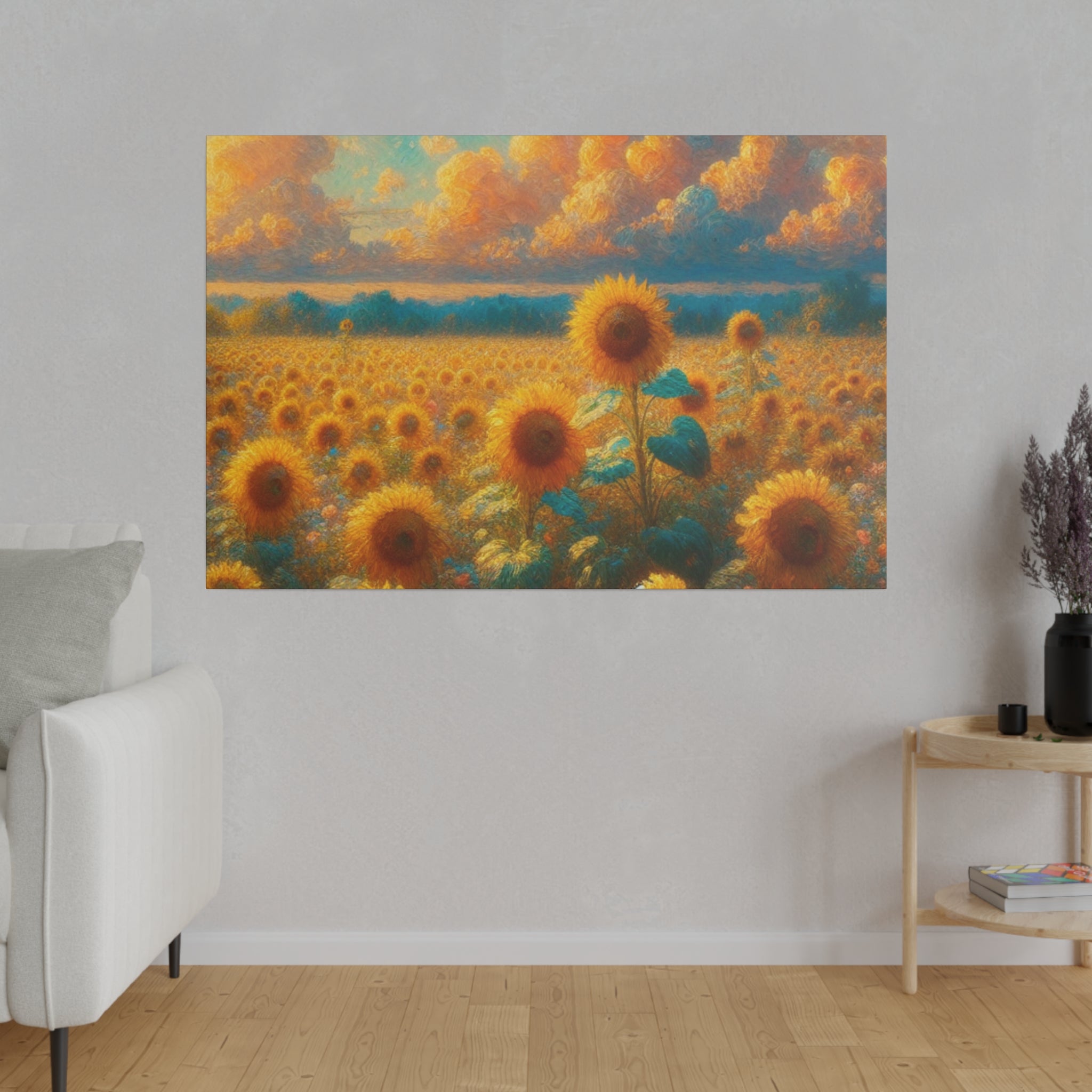 Sunny Harvest Floral Wall Art Sunflower Painting Canvas