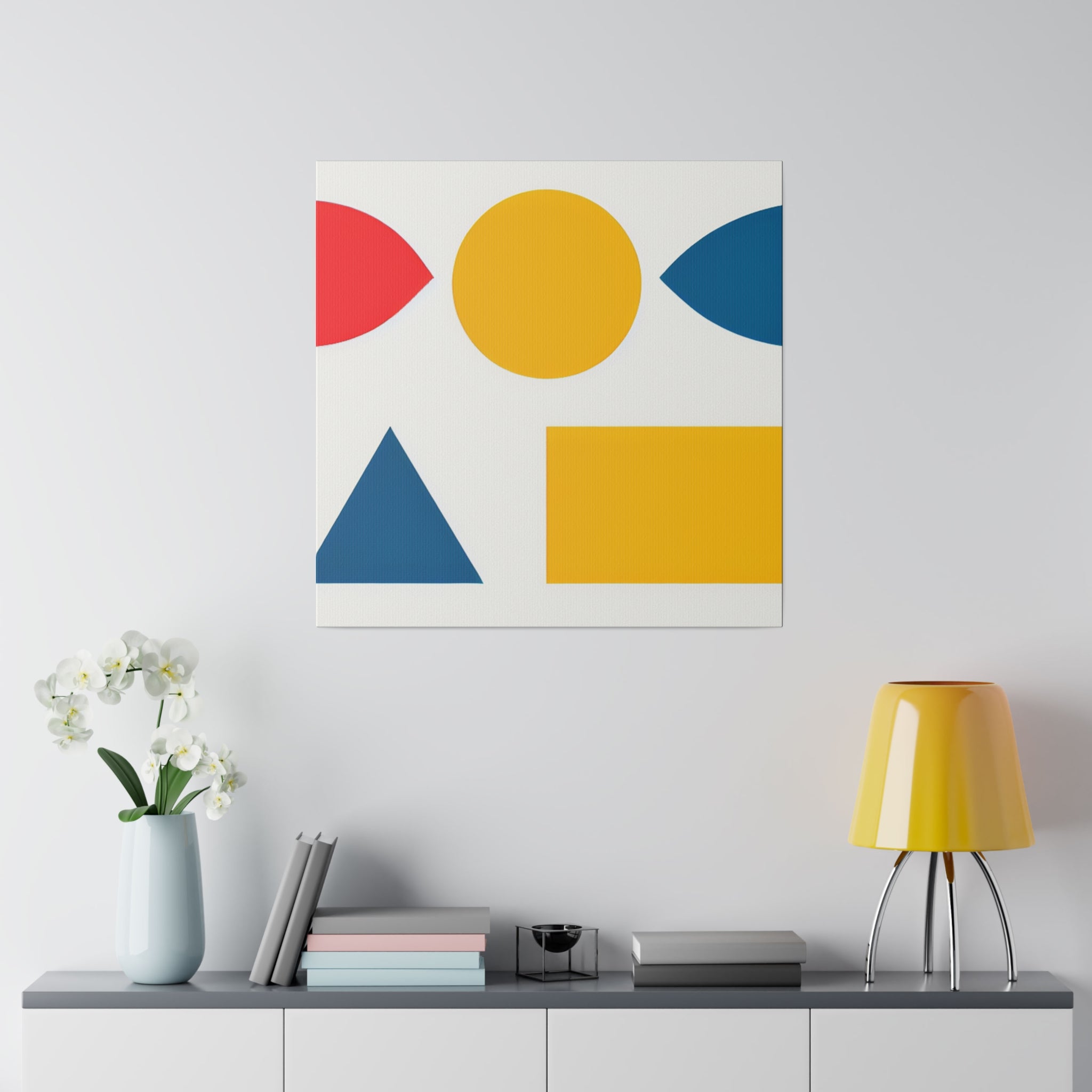 Yellow Red Blue Geometric Colorful Abstract Art Canvas