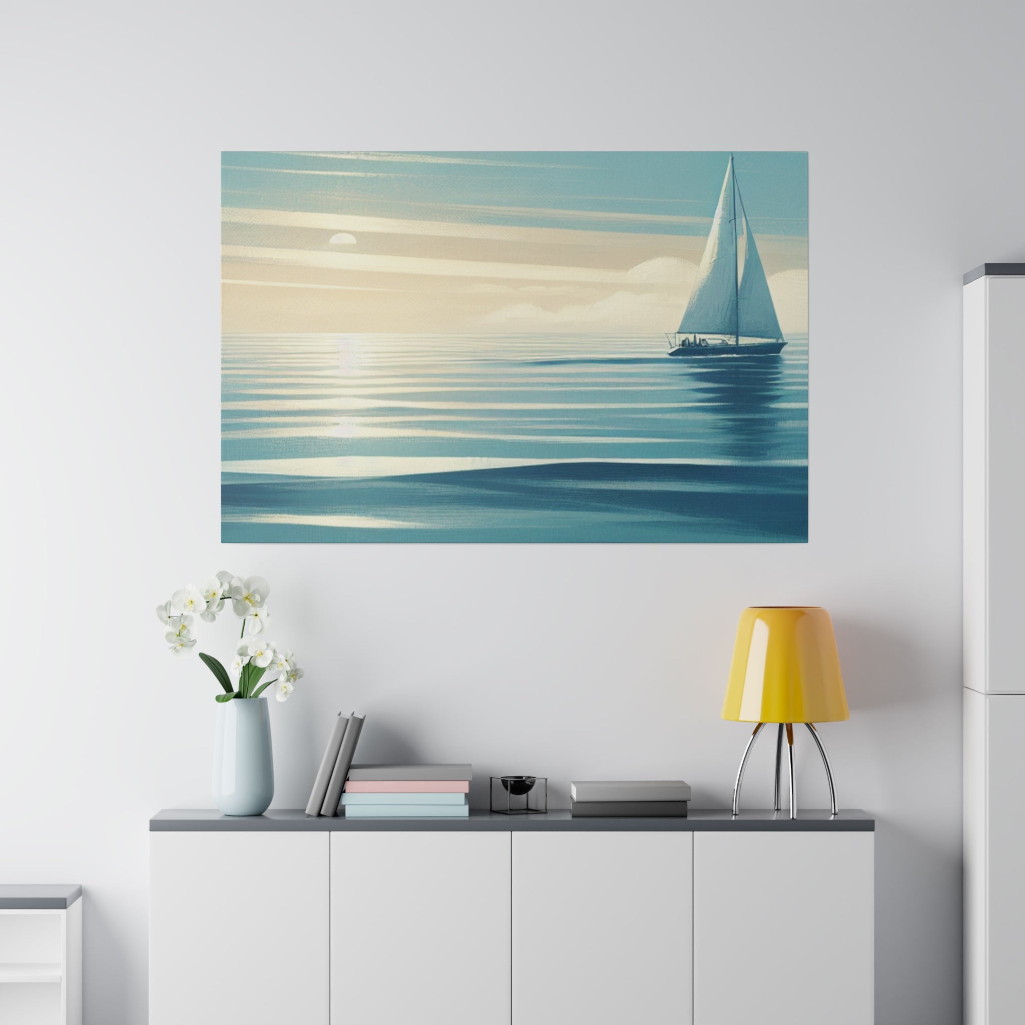 Tranquil Voyage Sailboat Painting Canvas