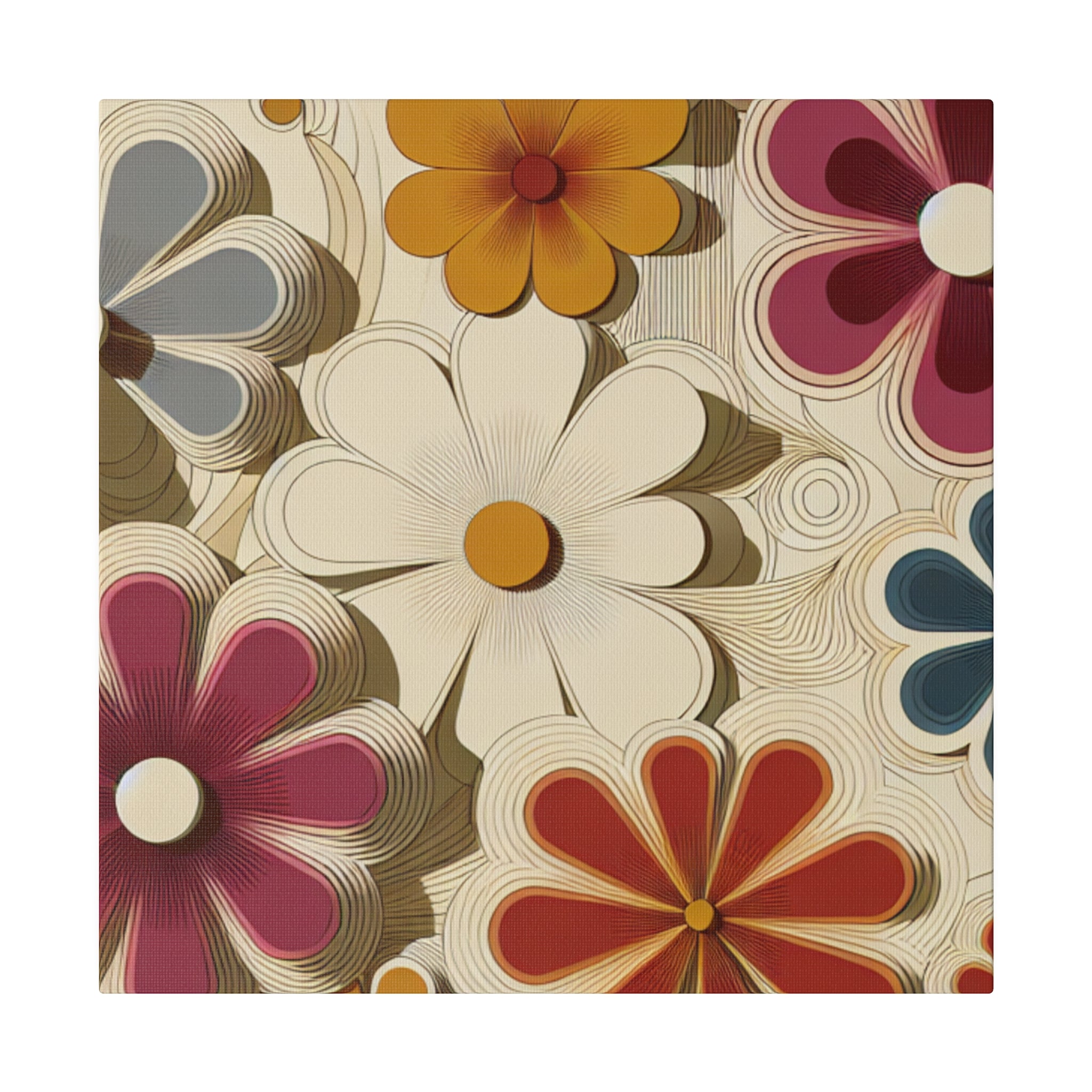 Blooming Rhapsody Floral Wall Art 70s Artwork Canvas