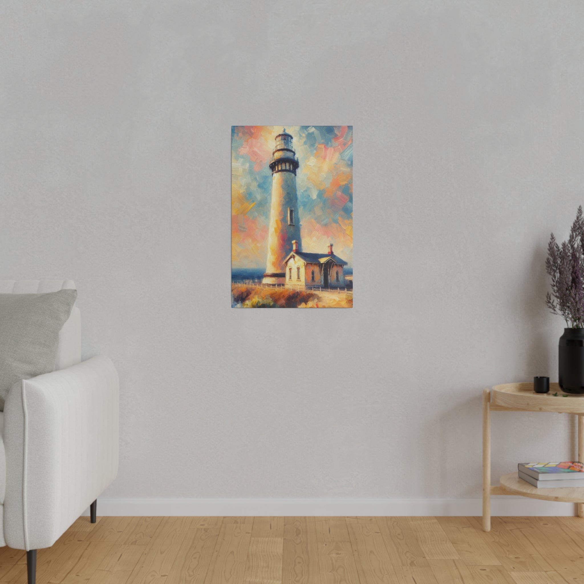 Luminated Beacon Coastal Wall Art Lighthouse Painting Canvas