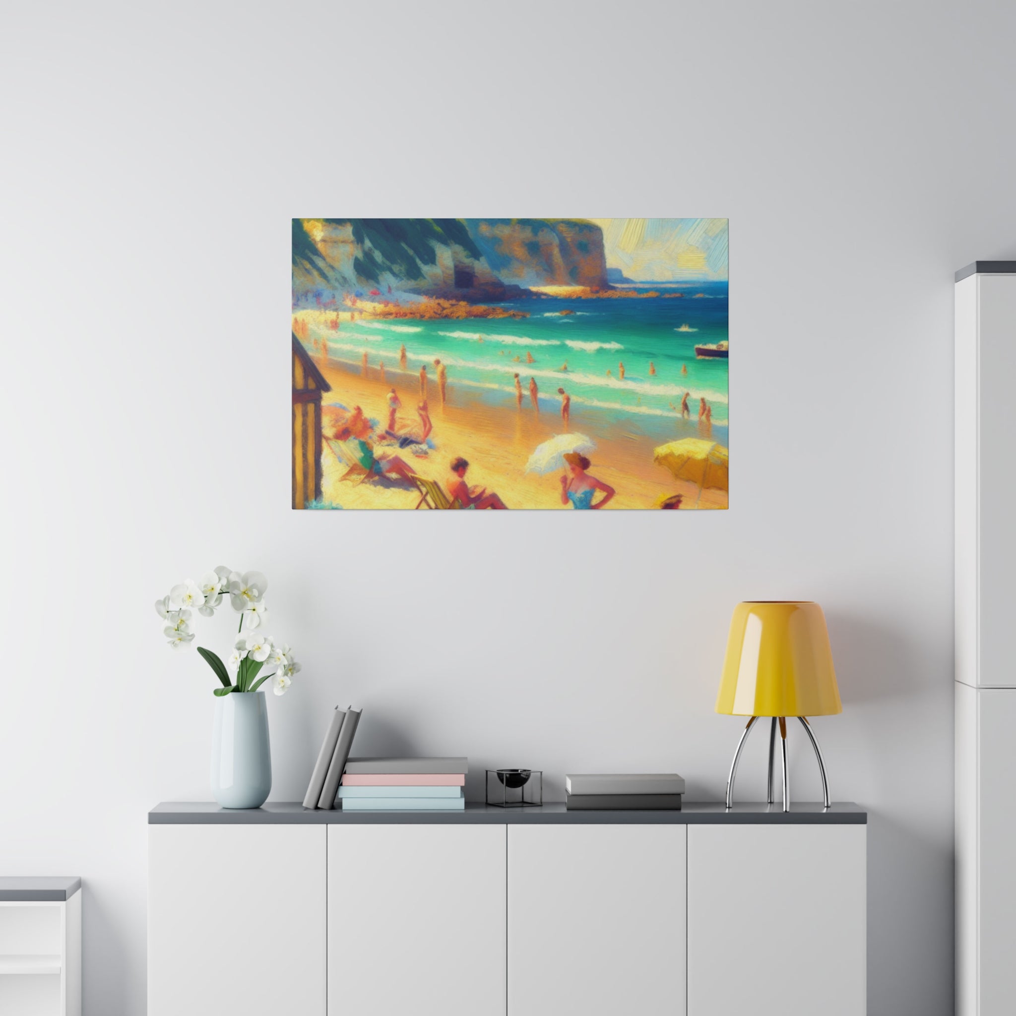 Vintage Coastal Reverie Beach Landscape Painting Canvas