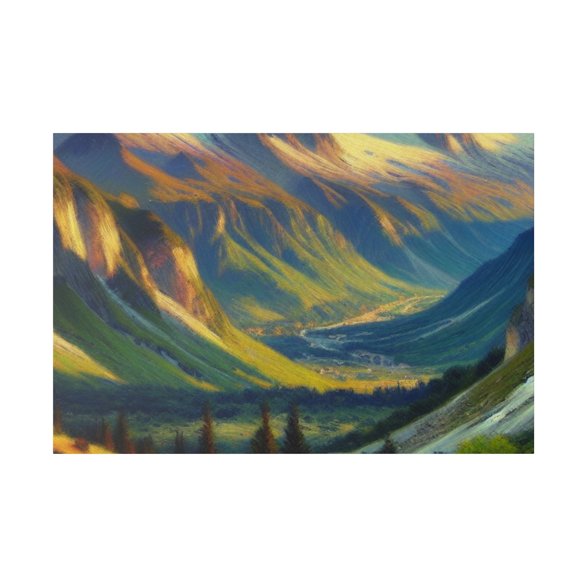 Lush Foothills Mountain Landscape Painting Canvas