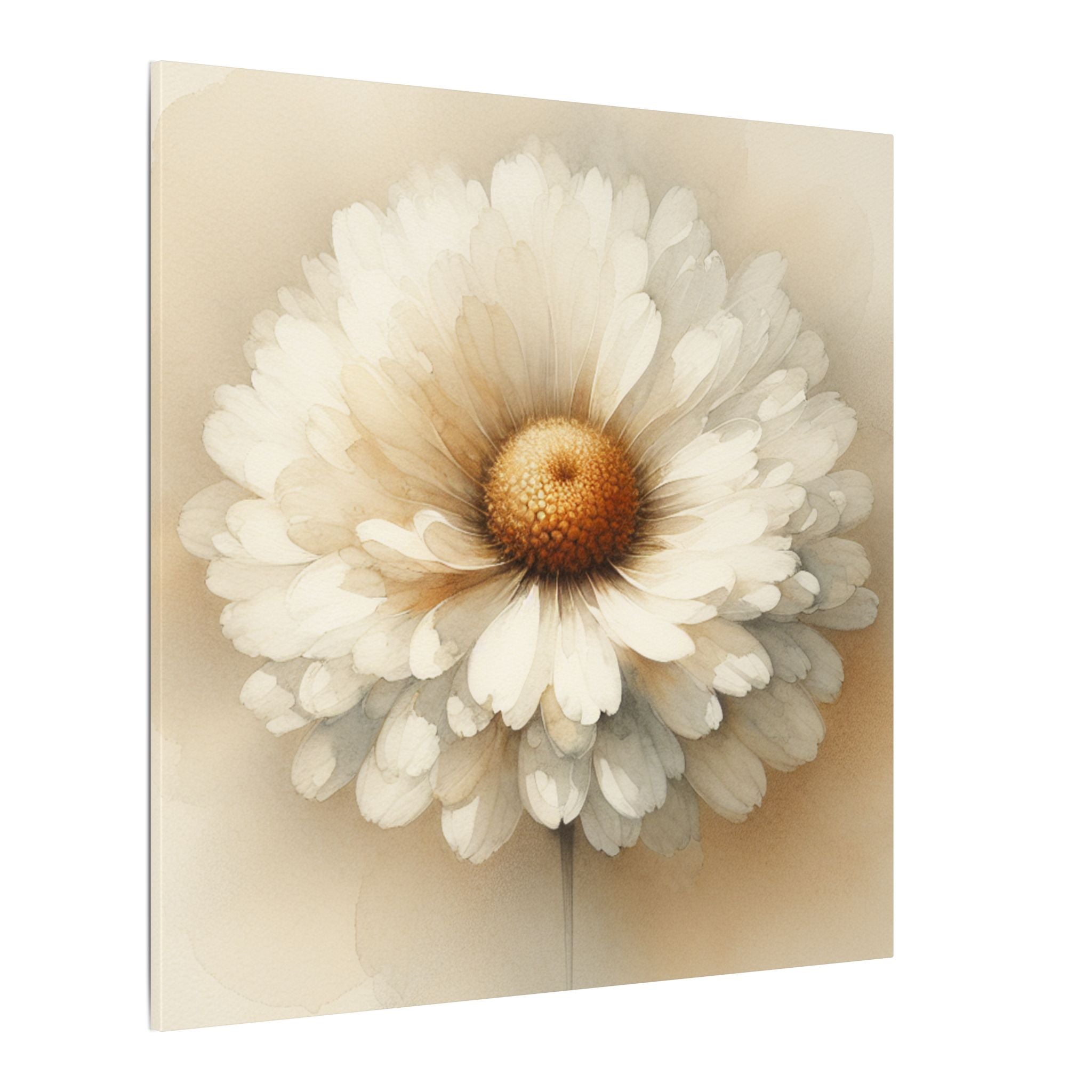 White Daisy Watercolor Canvas