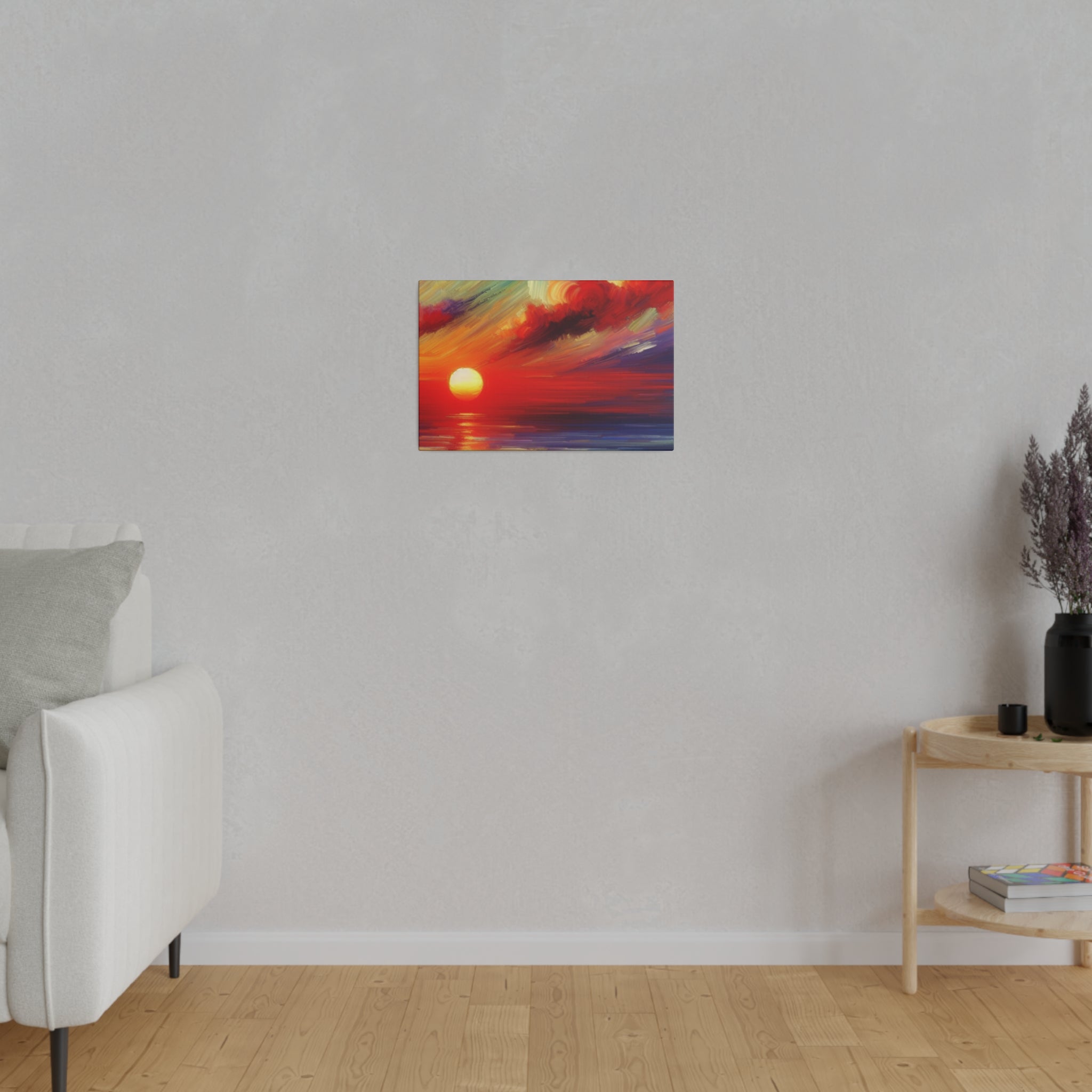 Ember Horizon Whispers Red Purple Sunset Painting Canvas