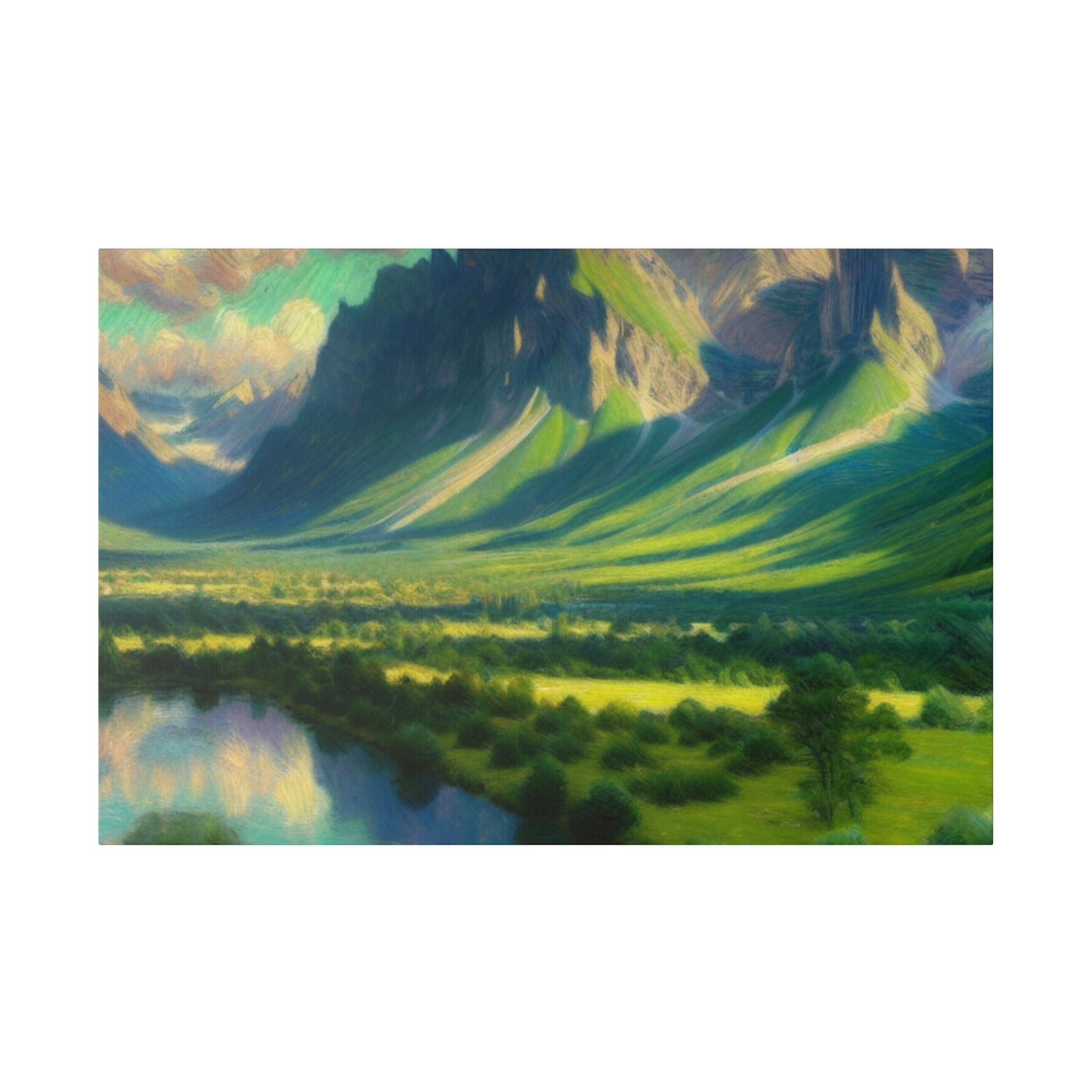 Lush Valleys Mountain Landscape Painting Canvas