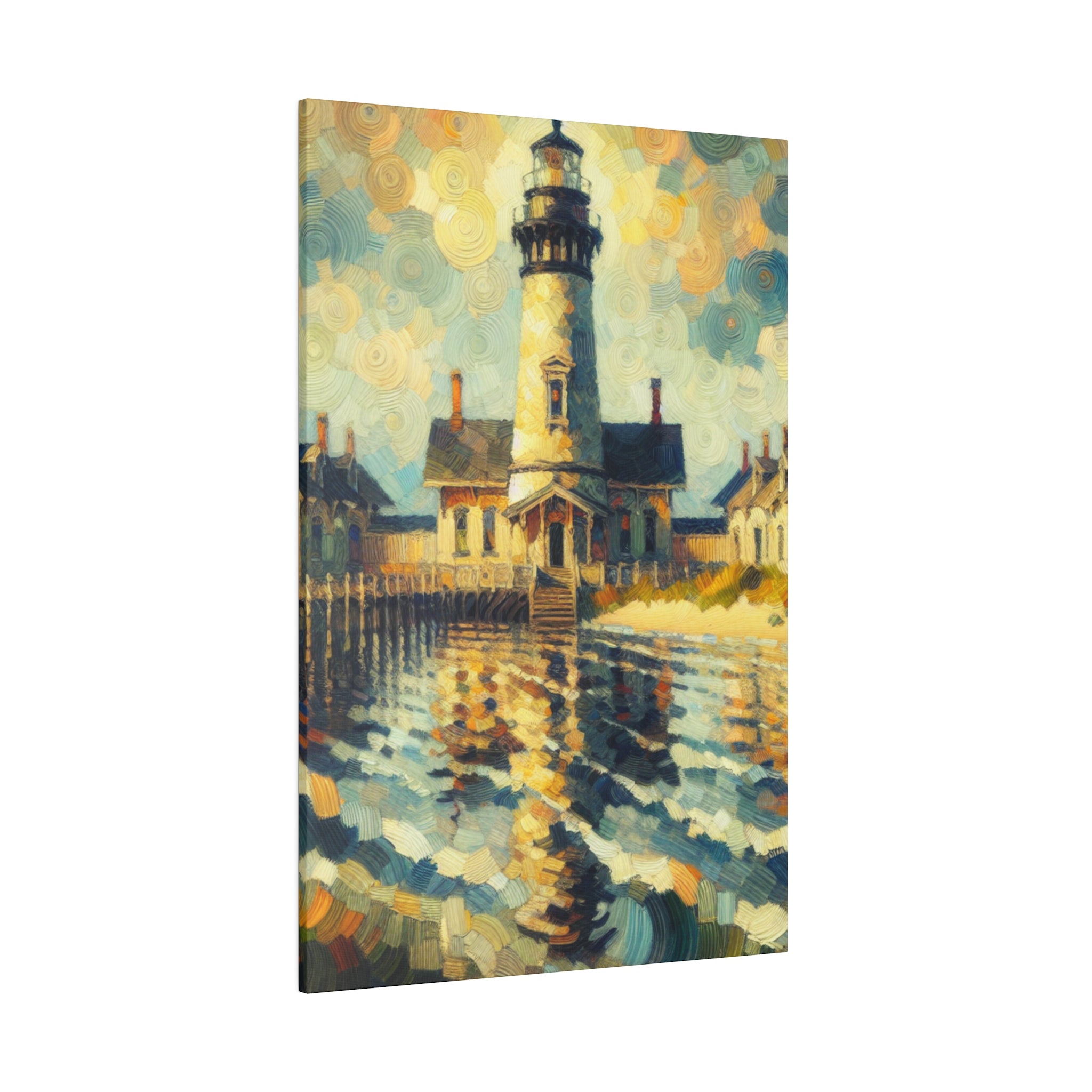 Harbor’s Beacon Coastal Wall Art Lighthouse Painting Canvas