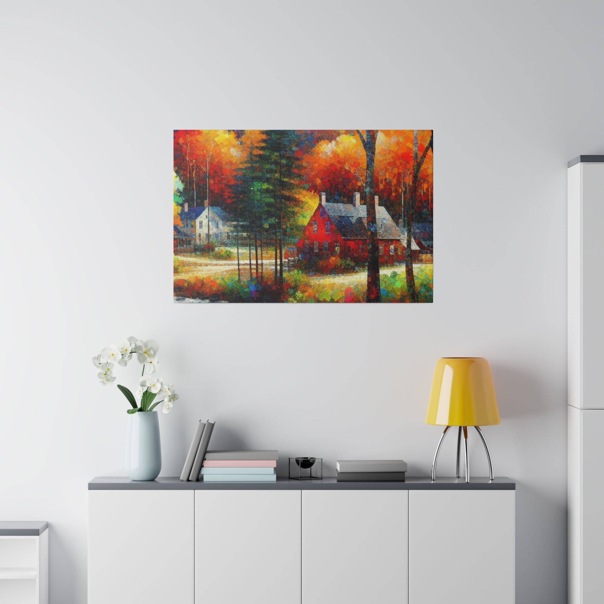 Autumnal Harmony Blaze Fall Painting Canvas