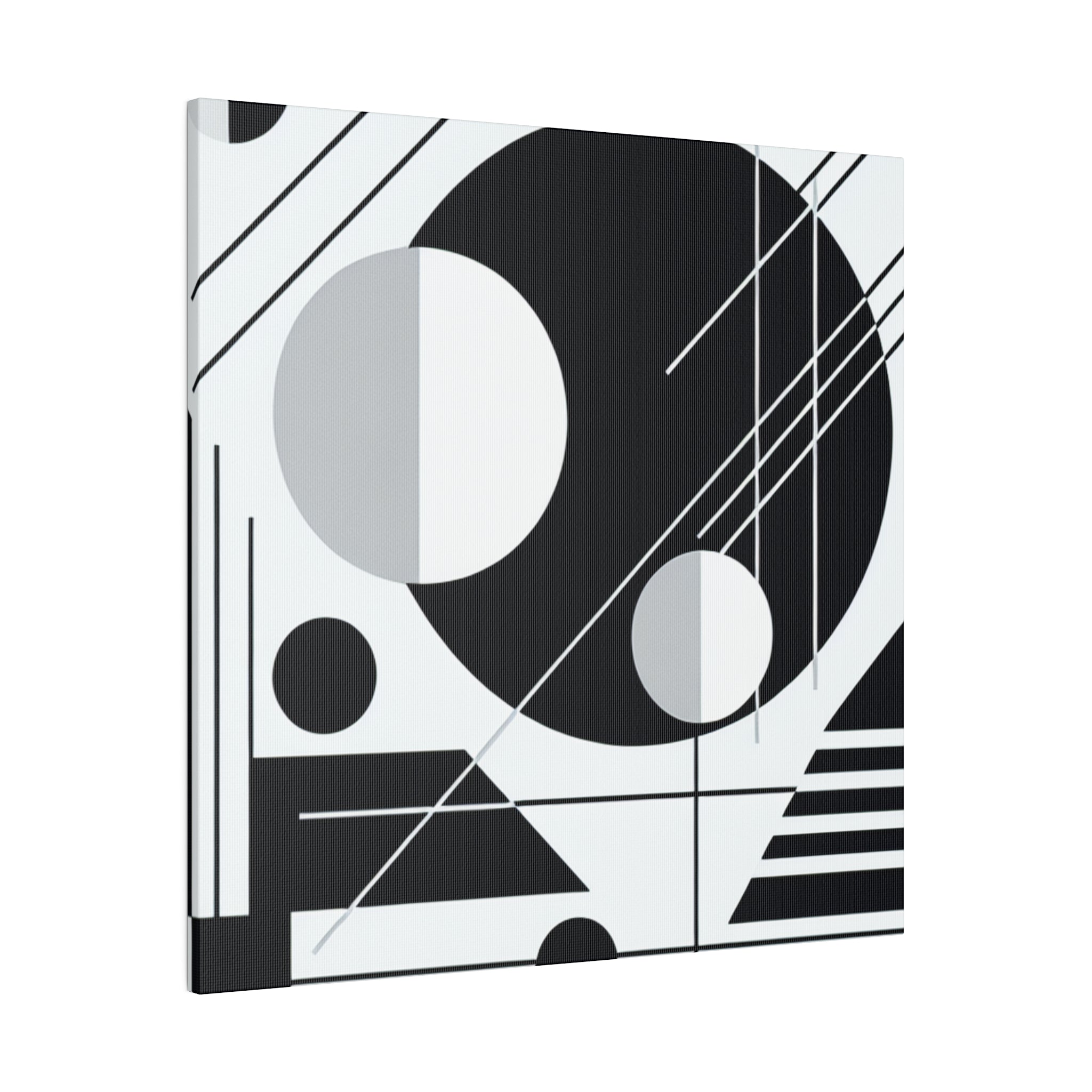 Abstract Mirage Black and White Geometric Painting Canvas