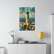 Maritime Mirage Coastal Wall Art Lighthouse Painting Canvas