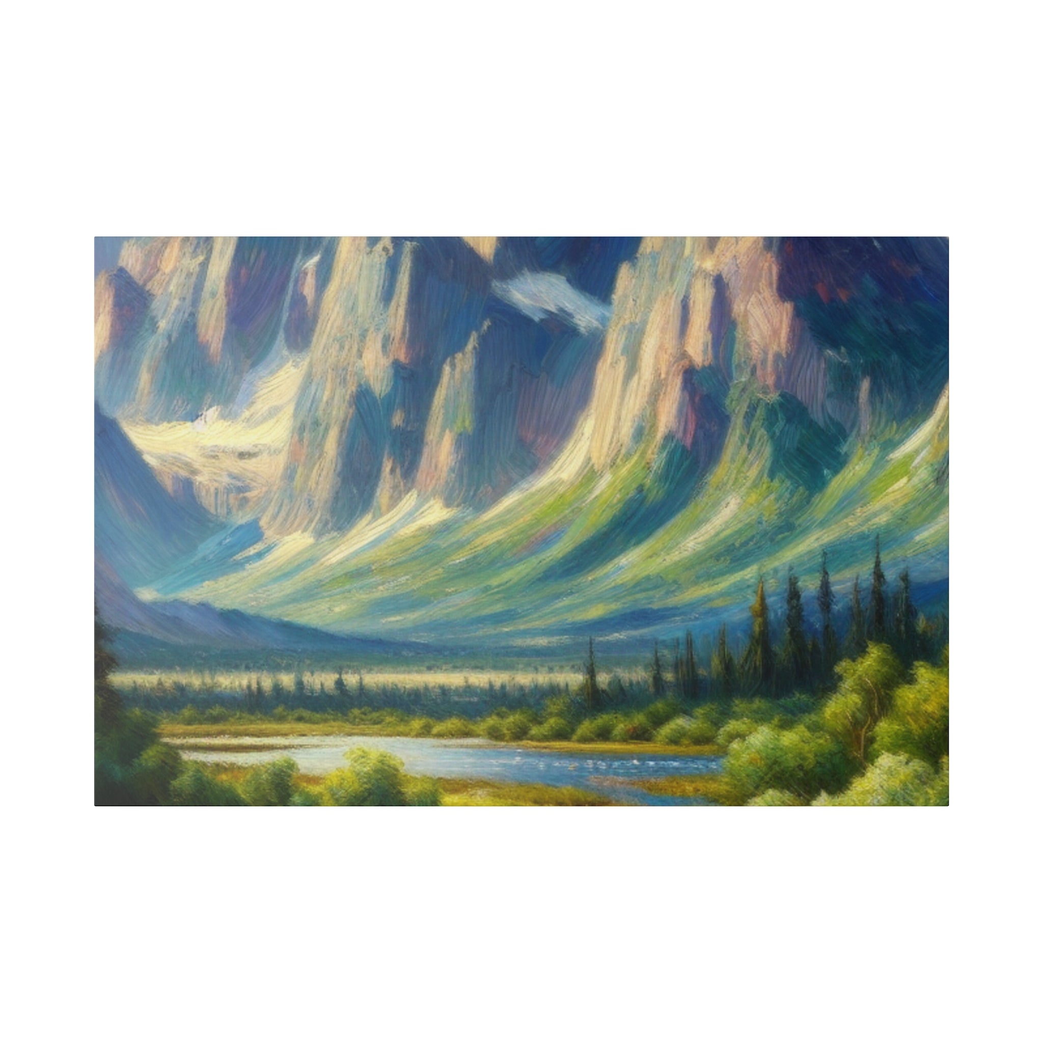 Impressionist Summit Dawn Mountain Landscape Painting Canvas