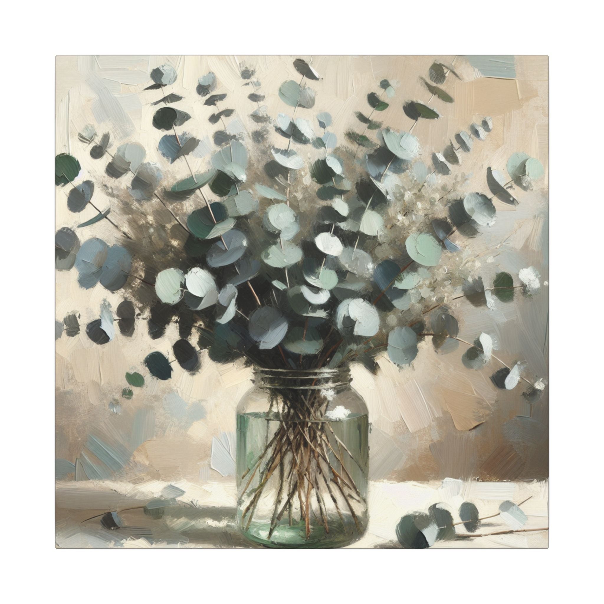 Eucalyptus Herbs in Jar Watercolor Canvas