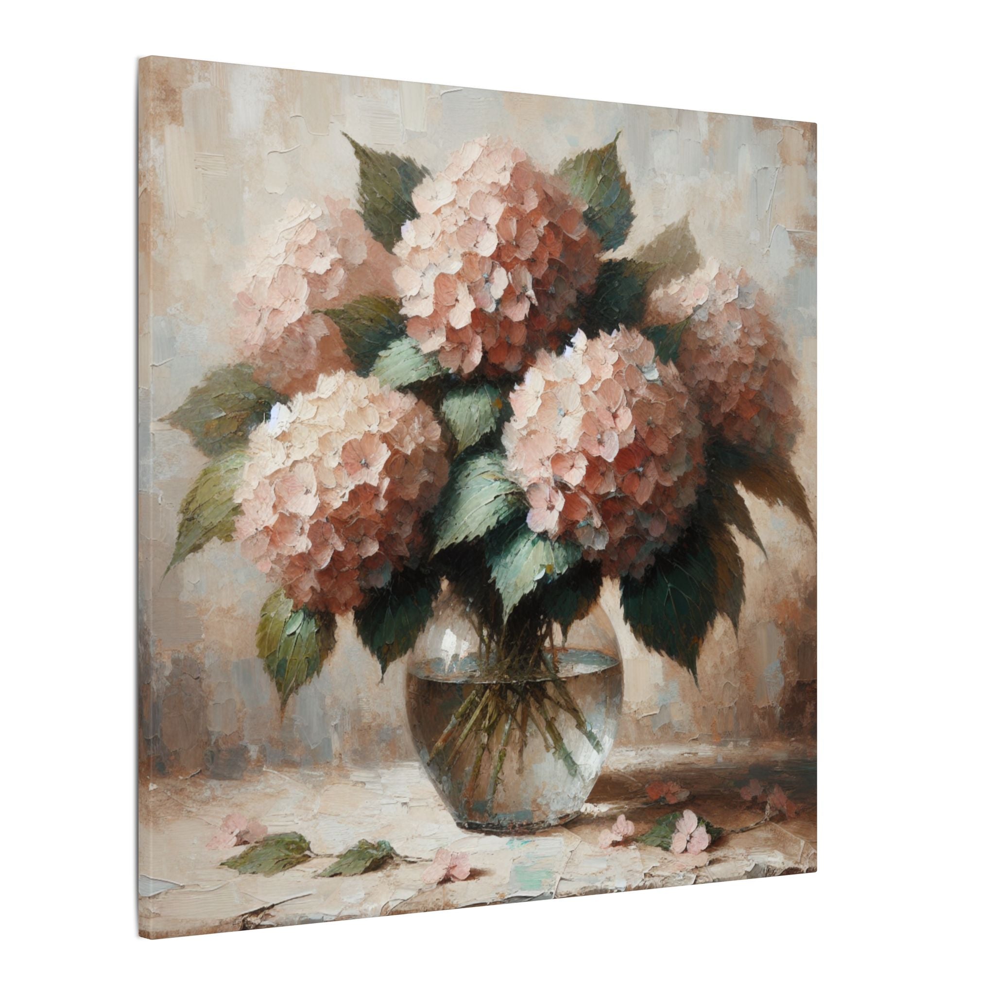 Rustic Pink Hydrangeas Canvas