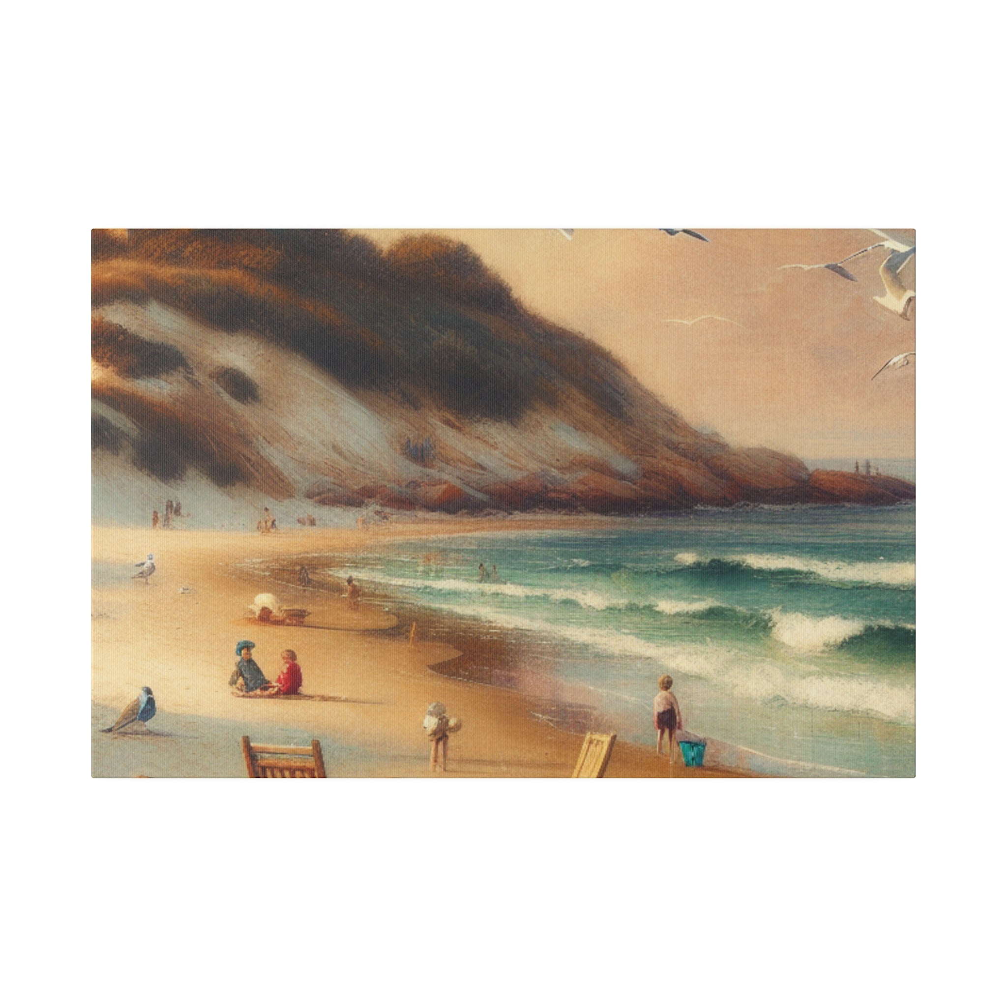 Seashore Whispers Impressionist Empty Beach Painting Canvas