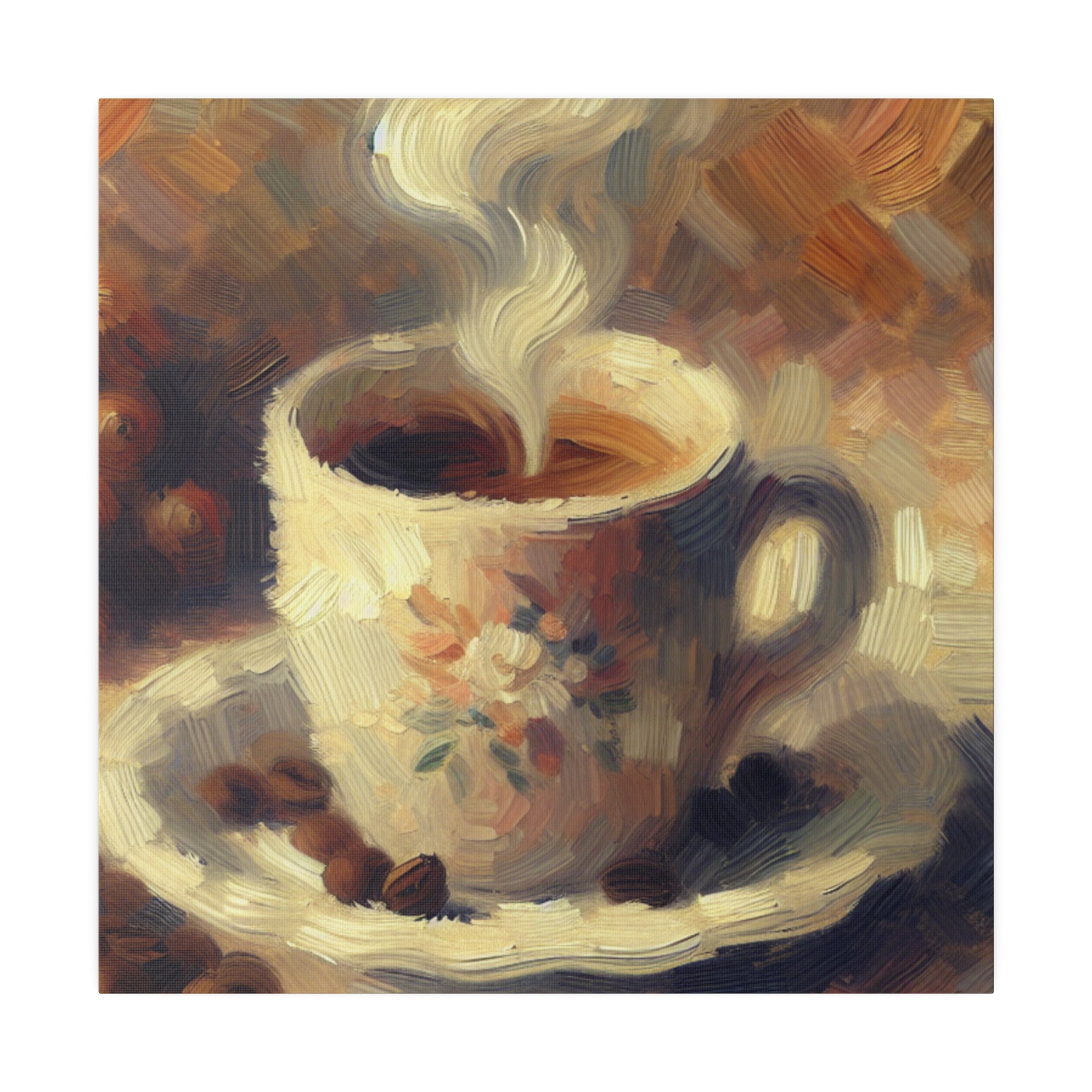 Sweep of Espresso Brushstrokes Cafe Artwork Coffee Painting Canvas