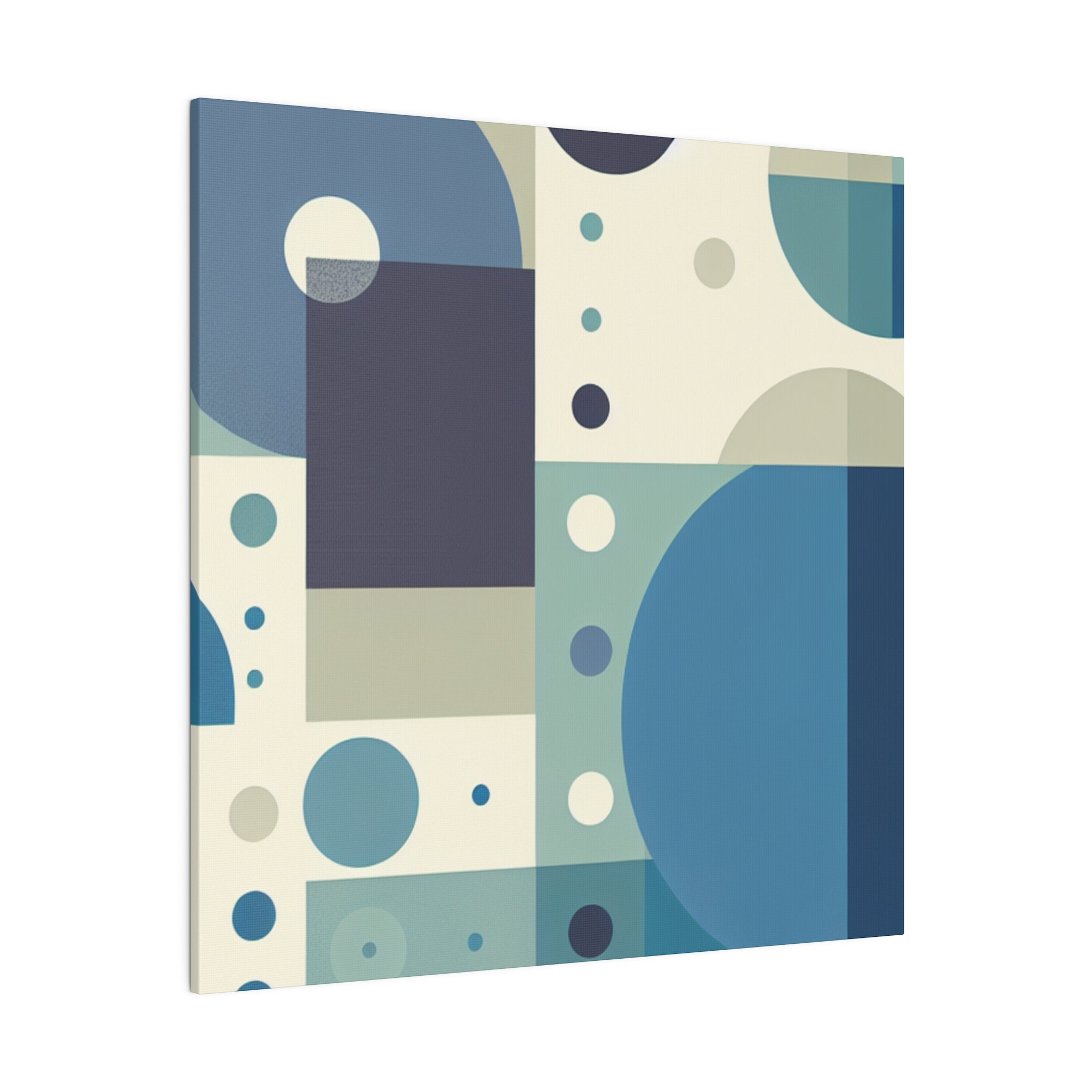 Neutral Green Blue Geometric Mid Century Wall Art Canvas