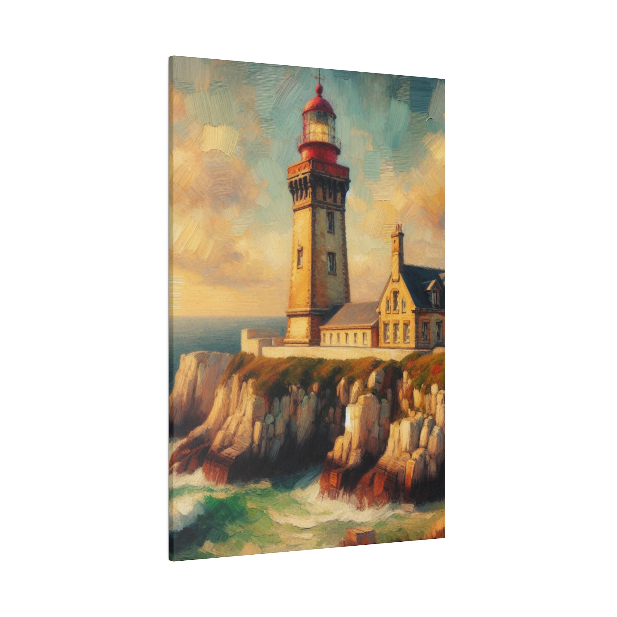 Harbor Illumination Rustic Coastal Wall Art Lighthouse Painting Canvas