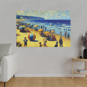 50s Scene Beach Landscape Painting Canvas