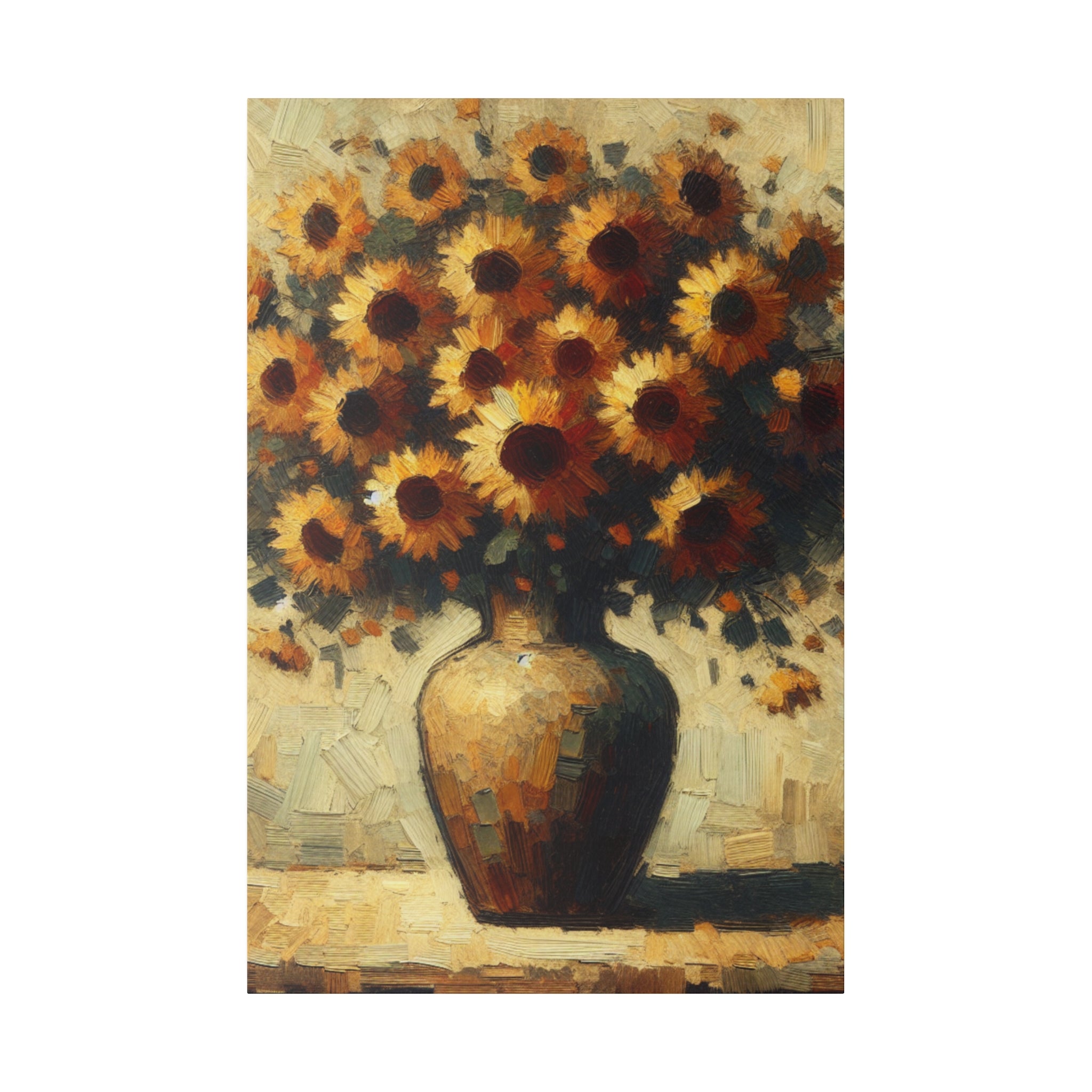 Timeless Blossoms Flowers In Vase Sunflower Painting Canvas