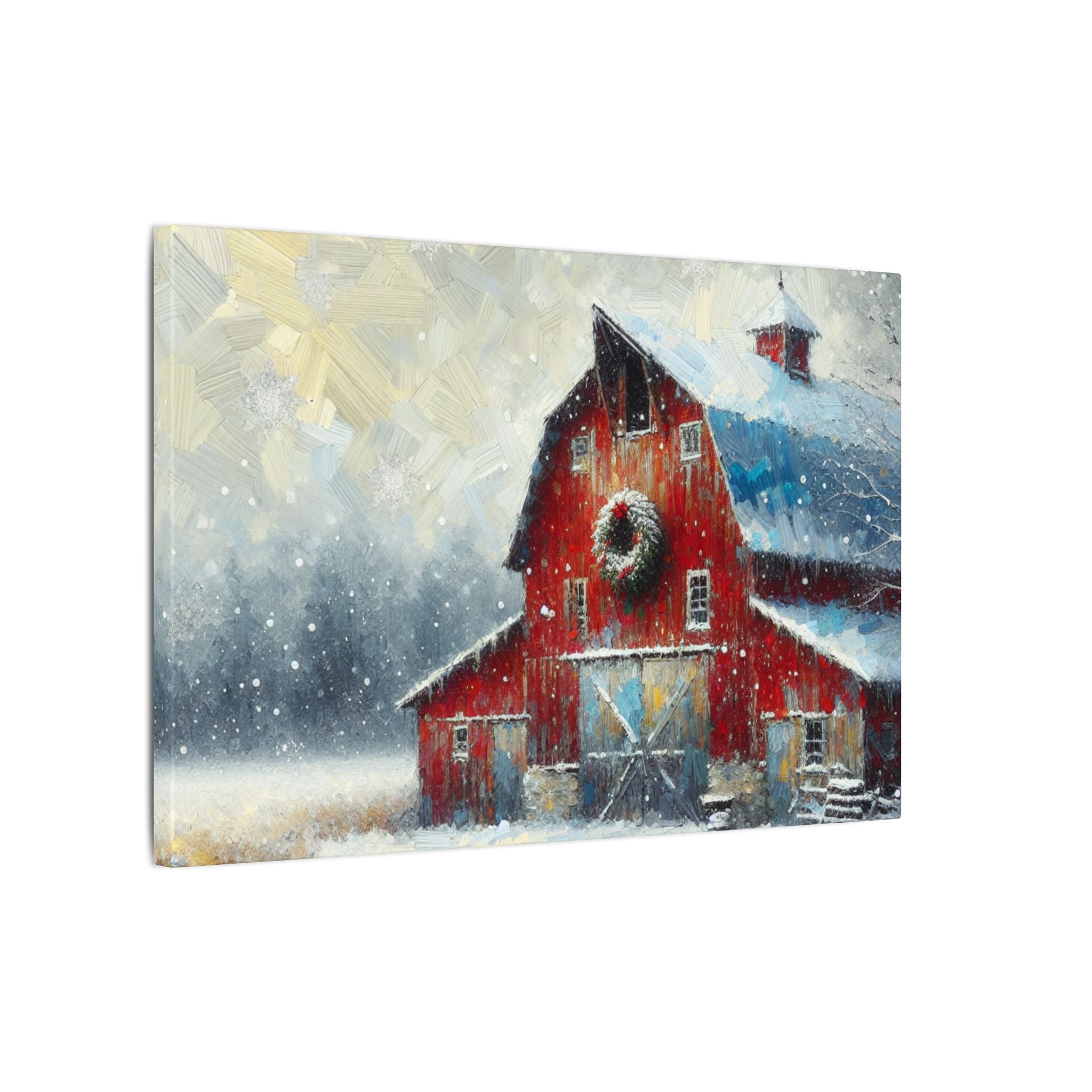 Rustic Red Christmas Barn Canvas