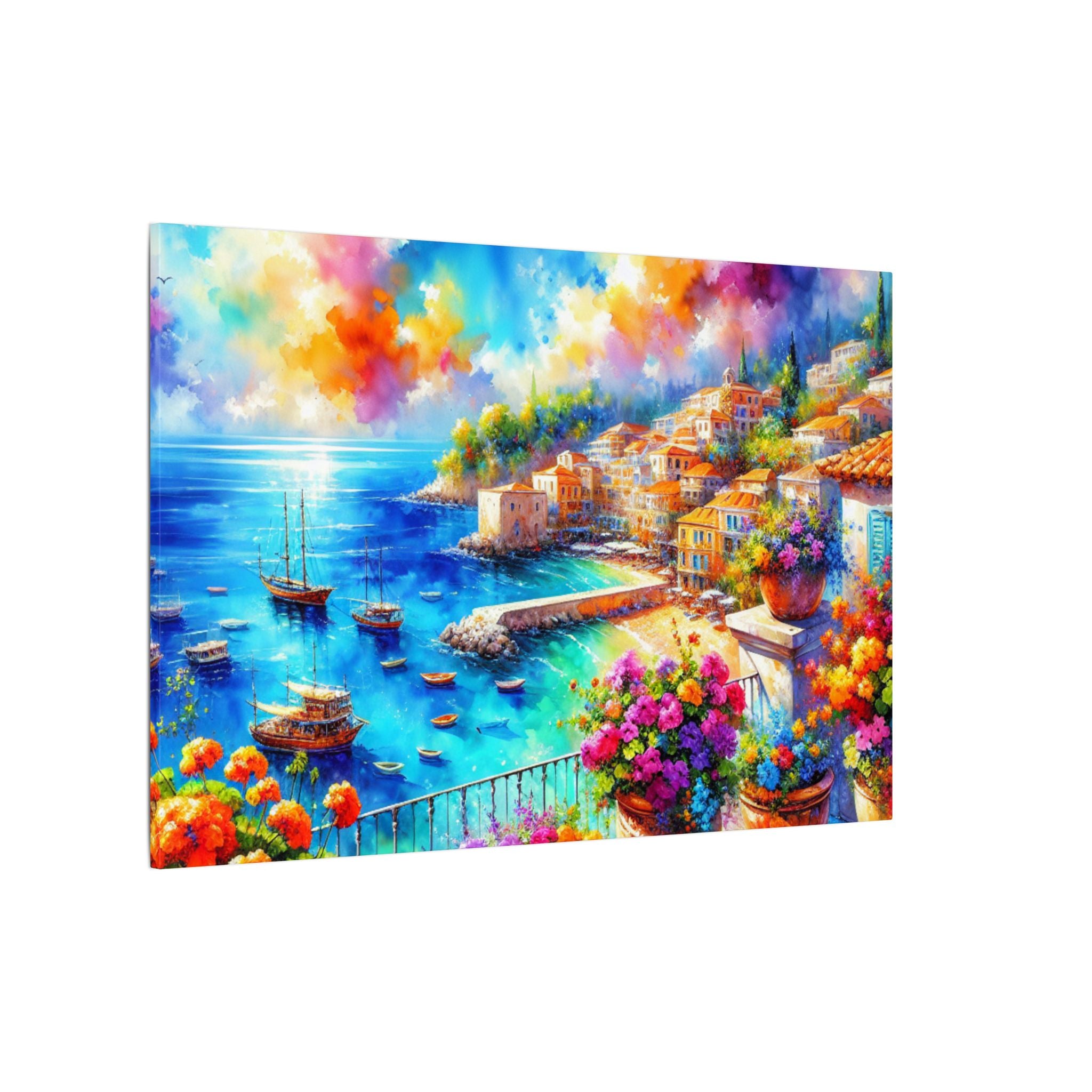Mediterranean Harbor Terrace Canvas