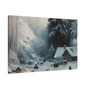 Remote Farm Village Snowscape Winter Painting Canvas