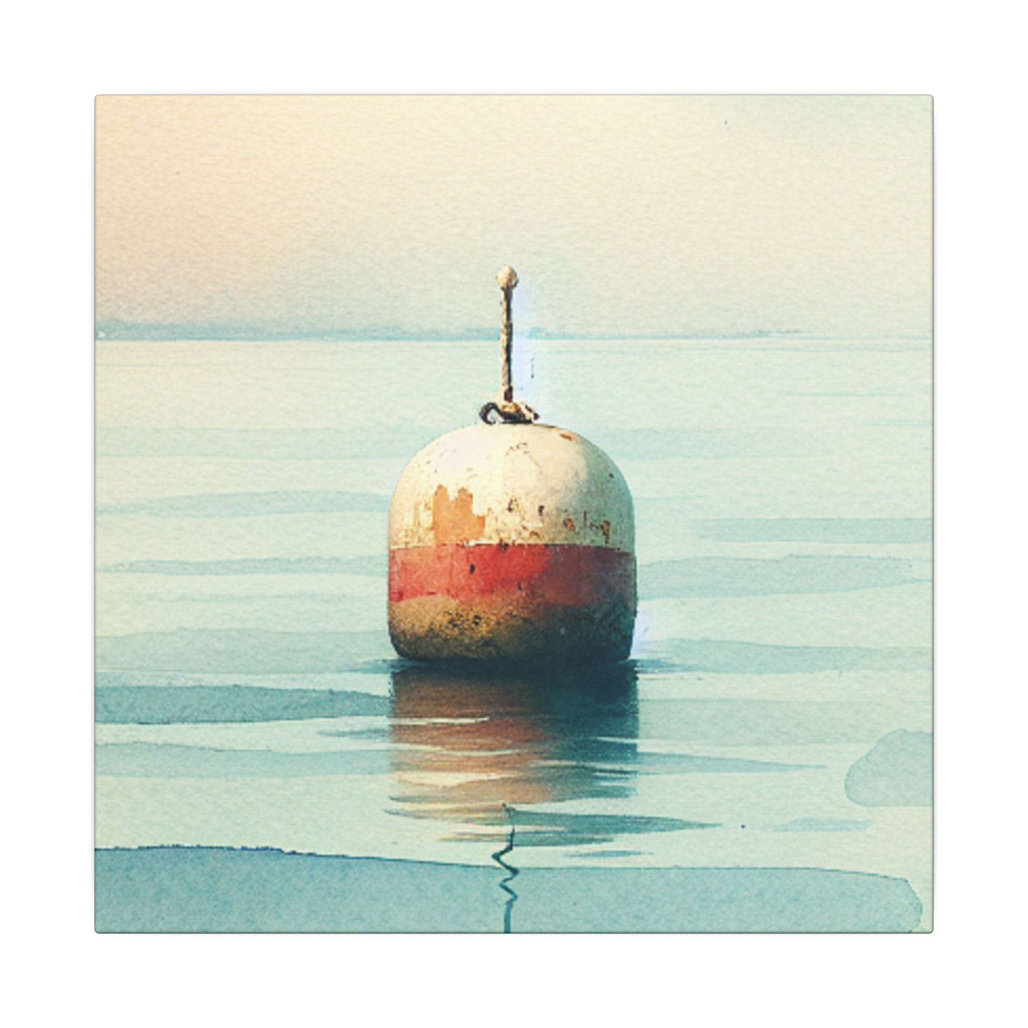 Solitary Buoy Watercolor Canvas