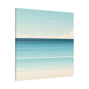 Blue Minimalist Coastal Landscape Beach Painting Canvas