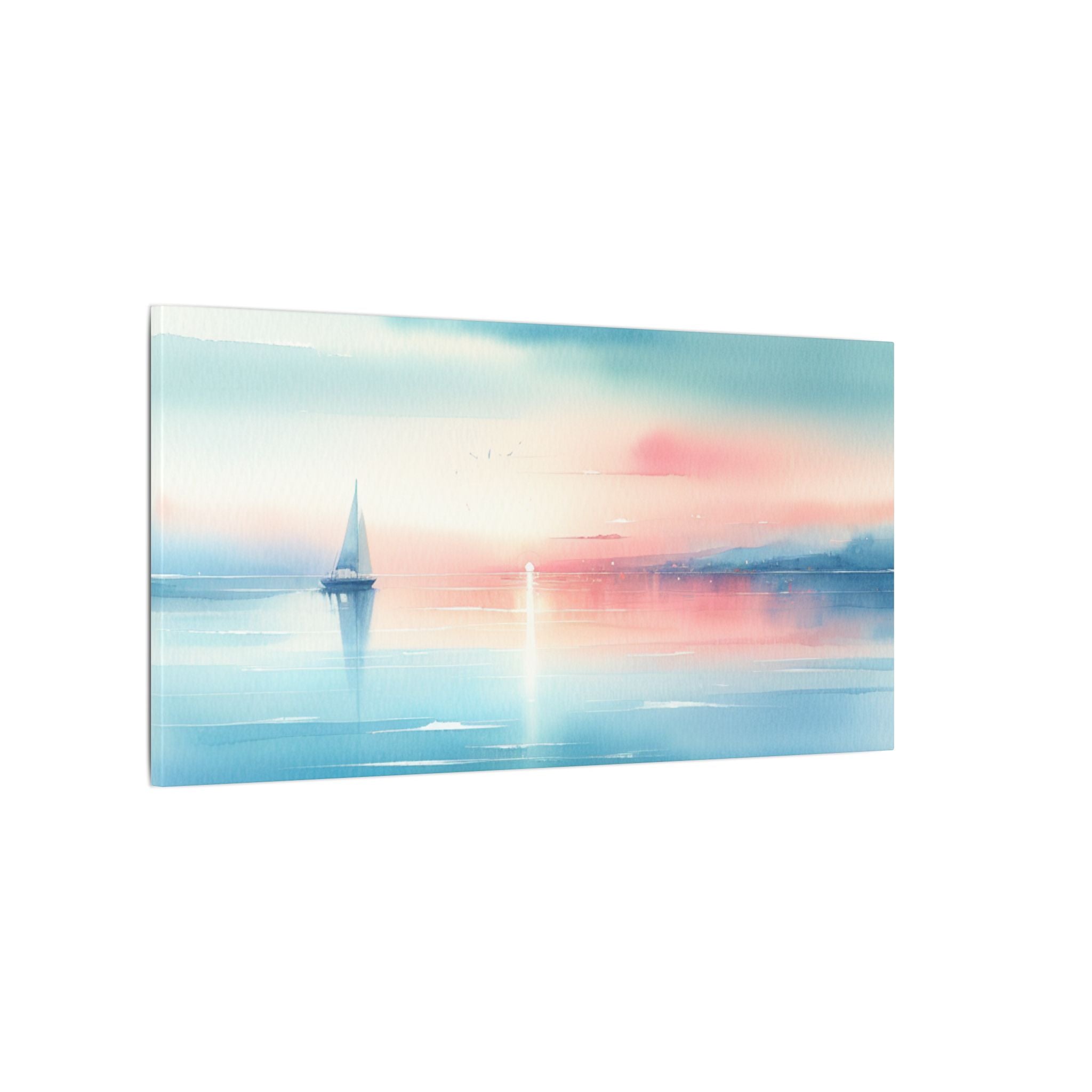Blush Horizon Sailboat Canvas