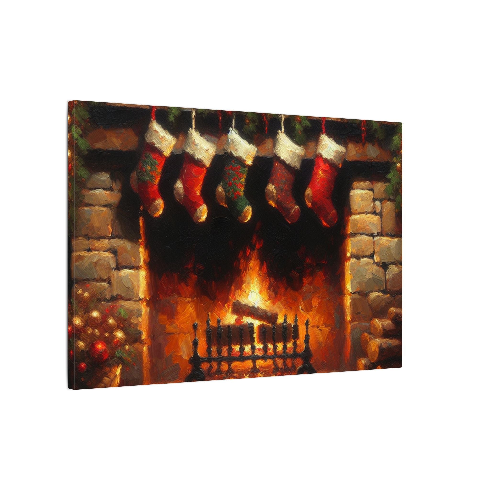 Holiday Fireplace Glow Canvas