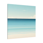 Blue Minimalist Coastal Landscape Beach Painting Canvas