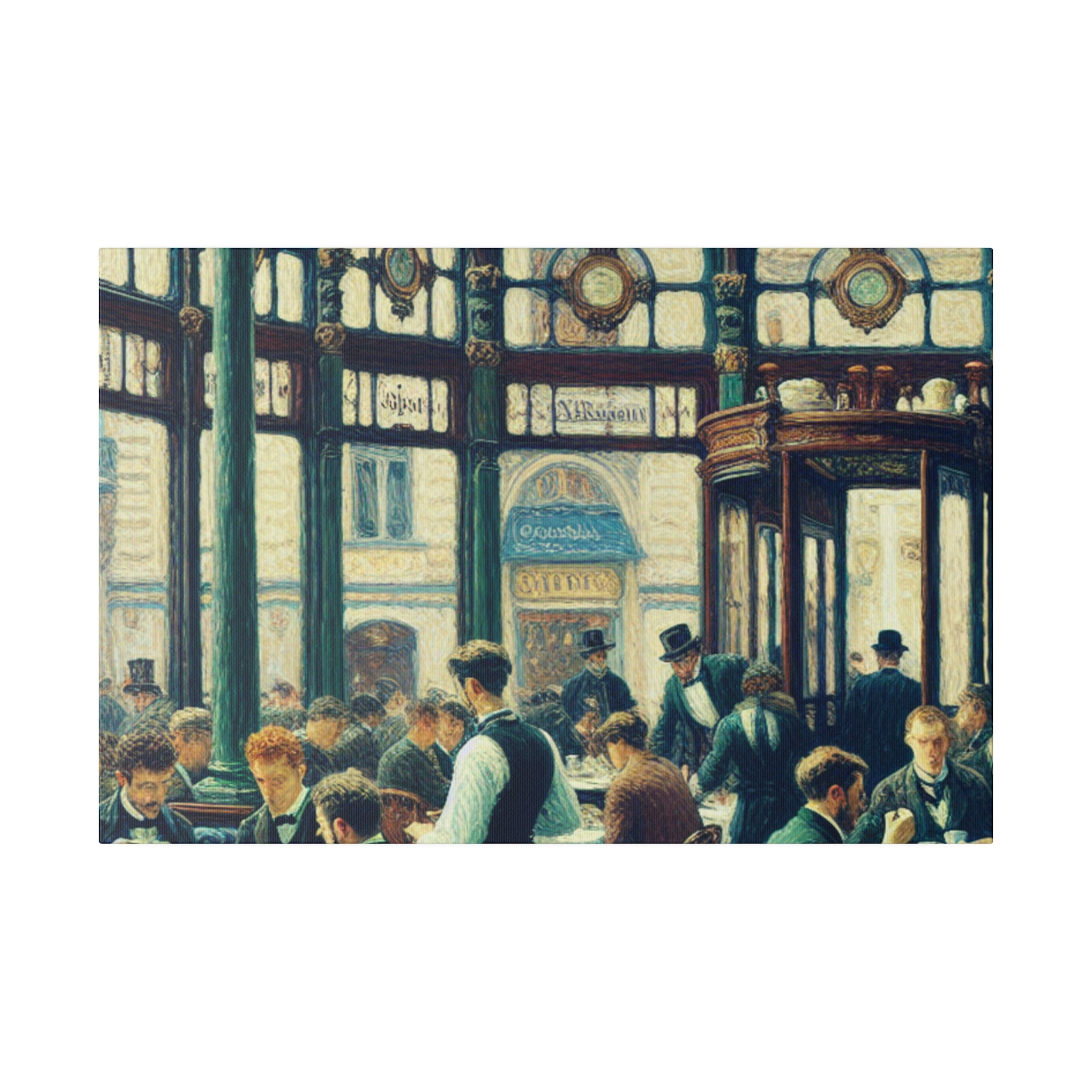 Old Time European Cafe Artwork Painting Canvas