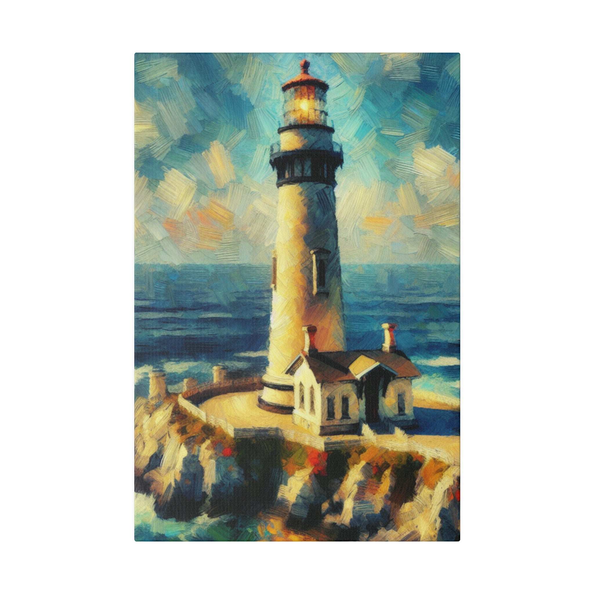 Maritime Mirage Coastal Wall Art Lighthouse Painting Canvas