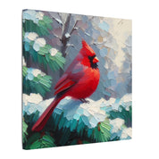 Cardinal in Winter Pines Canvas